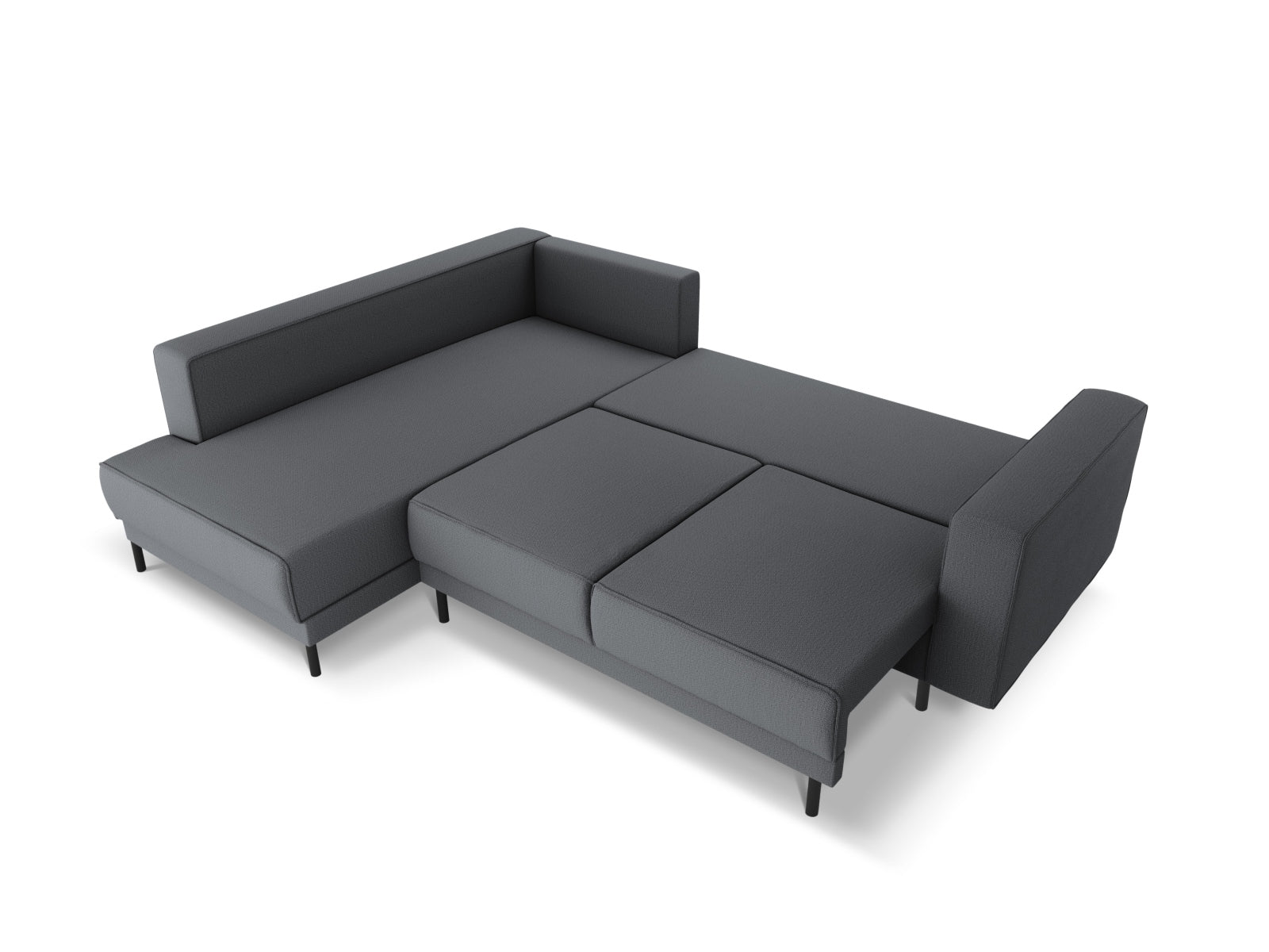 Stylisches Caro Ecksofa in edlem Dunkelgrau, 5-Sitzer mit komfortabler Schlaffunktion, ideal für Gäste und gemütliche Abende.