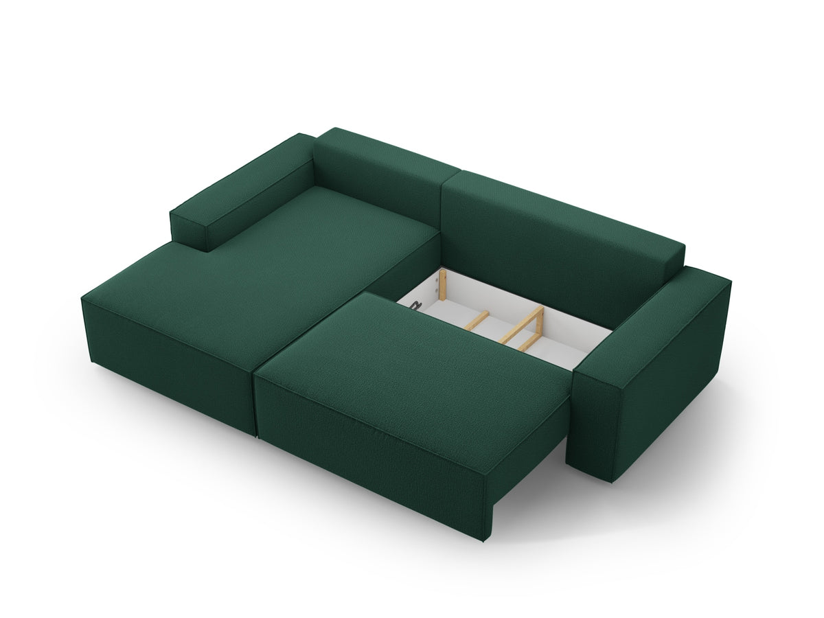 Jodie Ecksofa links mit Schlaffunktion und Stauraumbox 3 Sitzer in Green-Megan präsentiert im Onlineshop von KAQTU Design AG. Bettsofa links ist von Micadoni