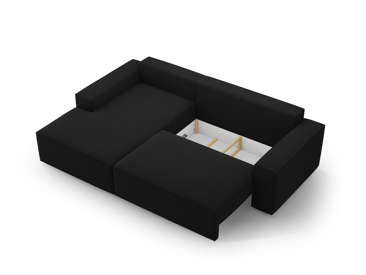 Jodie Ecksofa links mit Schlaffunktion und Stauraumbox 3 Sitzer in Black-Megan präsentiert im Onlineshop von KAQTU Design AG. Bettsofa links ist von Micadoni