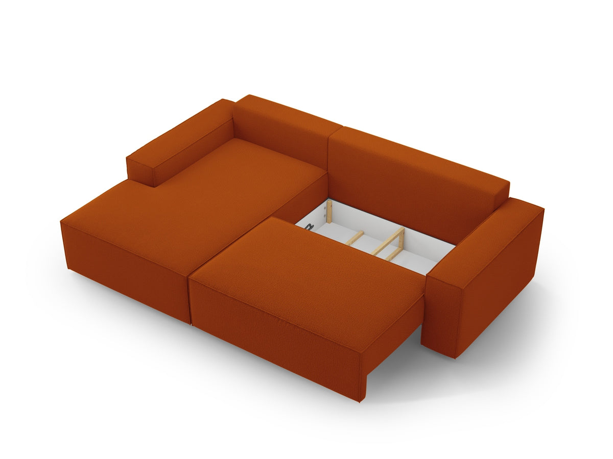 Jodie Ecksofa links mit Schlaffunktion und Stauraumbox 3 Sitzer in Terracotta-Megan präsentiert im Onlineshop von KAQTU Design AG. Bettsofa links ist von Micadoni