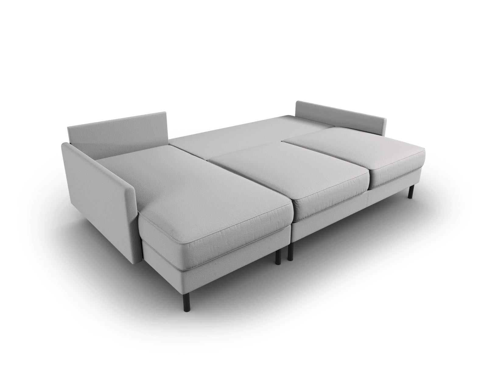 Stylisches Scott Ecksofa links in elegantem Grau, perfekt für gemütliche Abende und als Schlafgelegenheit, bietet praktischen Stauraum für Ihre Utensilien.