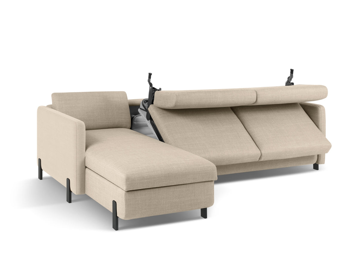 Gloria Ecksofa links mit Schlaffunktion und Stauraum 4 Sitzer in Beige-Bjorn präsentiert im Onlineshop von KAQTU Design AG. Bettsofa links ist von Micadoni