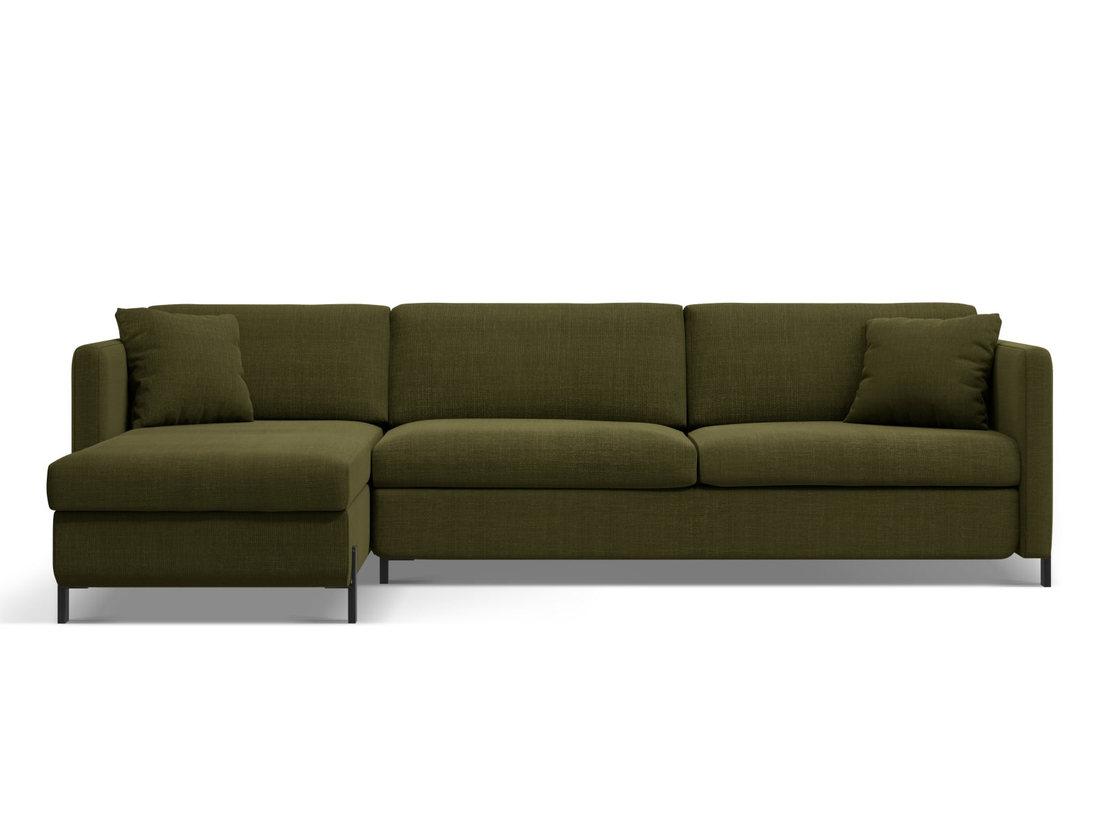 Gloria Ecksofa links mit Schlaffunktion Stauraum 4 Sitzer in Green präsentiert im Onlineshop von KAQTU Design AG. Ecksofa links ist von Micadoni