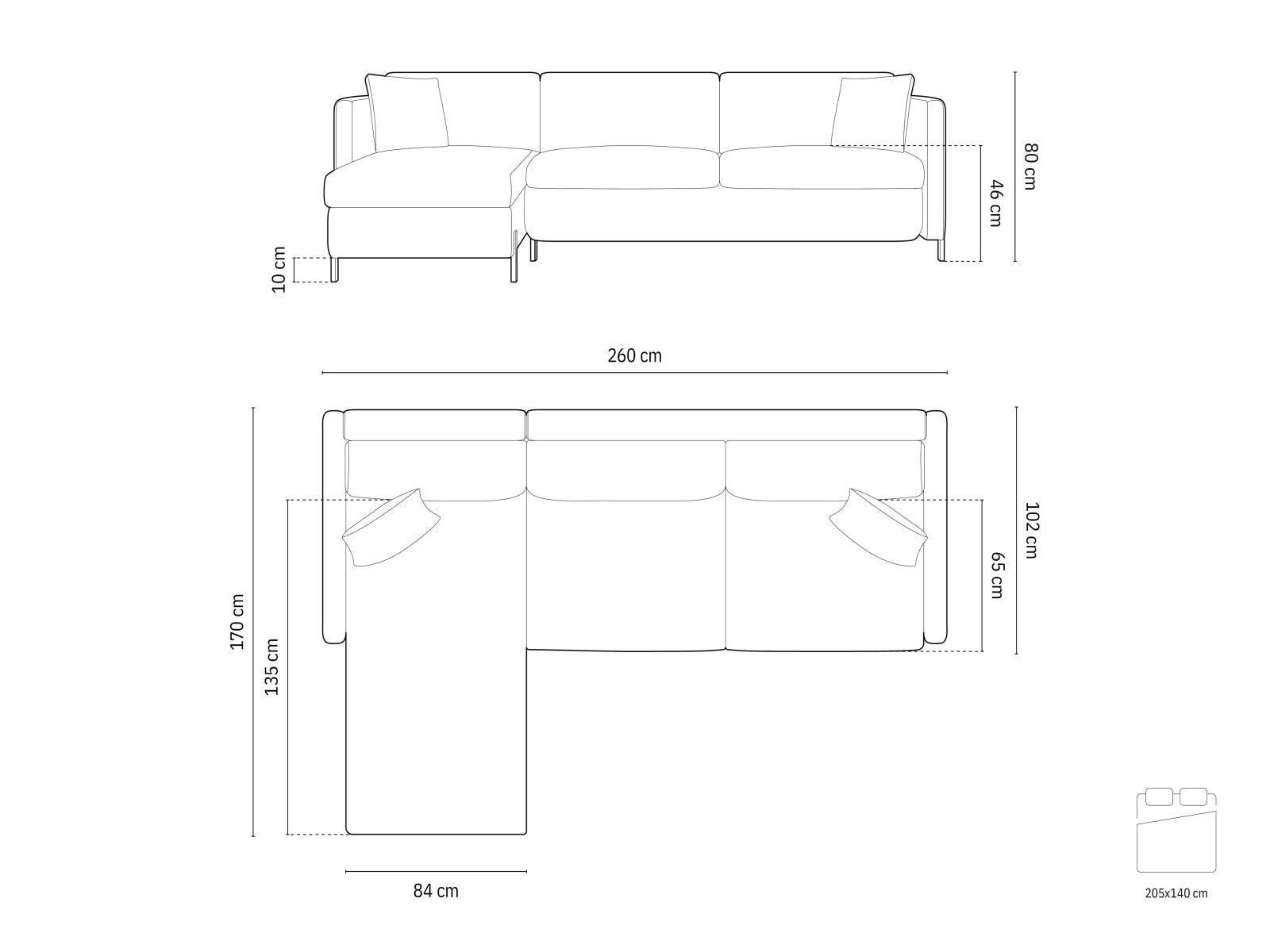 Elegantes linksseitiges Ecksofa Gloria in Blau, 4-Sitzer, bietet eine komfortable Schlaffunktion und zusätzlichen Stauraum für Ihre Bedürfnisse.