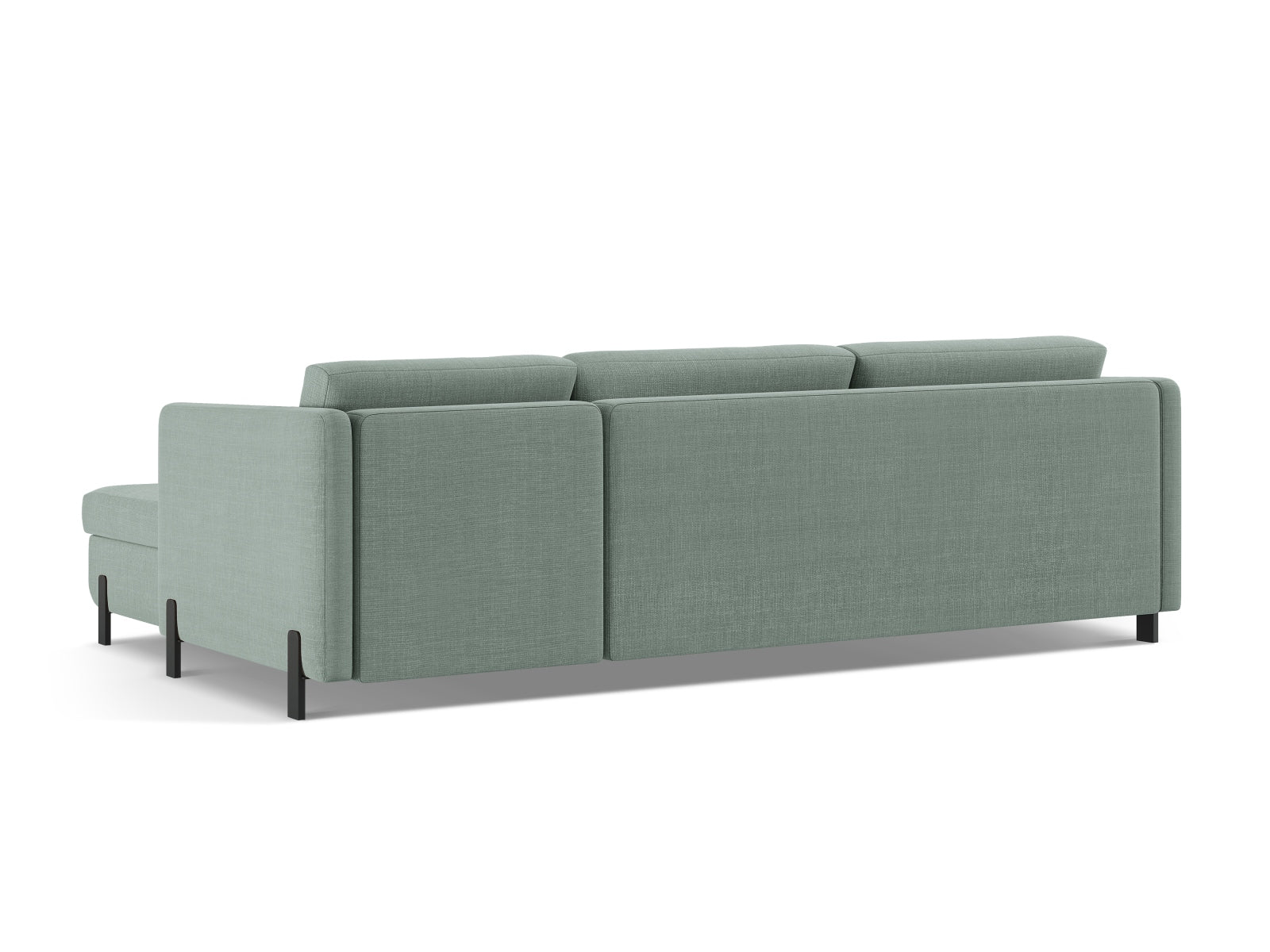 Stylisches linksseitiges Ecksofa in sanftem Mintgrün, ideal für entspannte Abende, mit cleverer Schlaffunktion und praktischem Stauraum.
