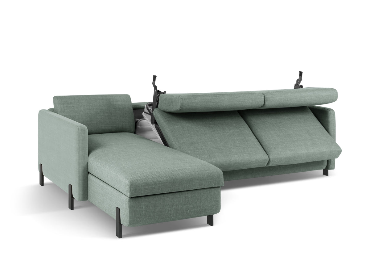 Gloria Ecksofa links mit Schlaffunktion und Stauraum 4 Sitzer in Mint-Bjorn präsentiert im Onlineshop von KAQTU Design AG. Bettsofa links ist von Micadoni