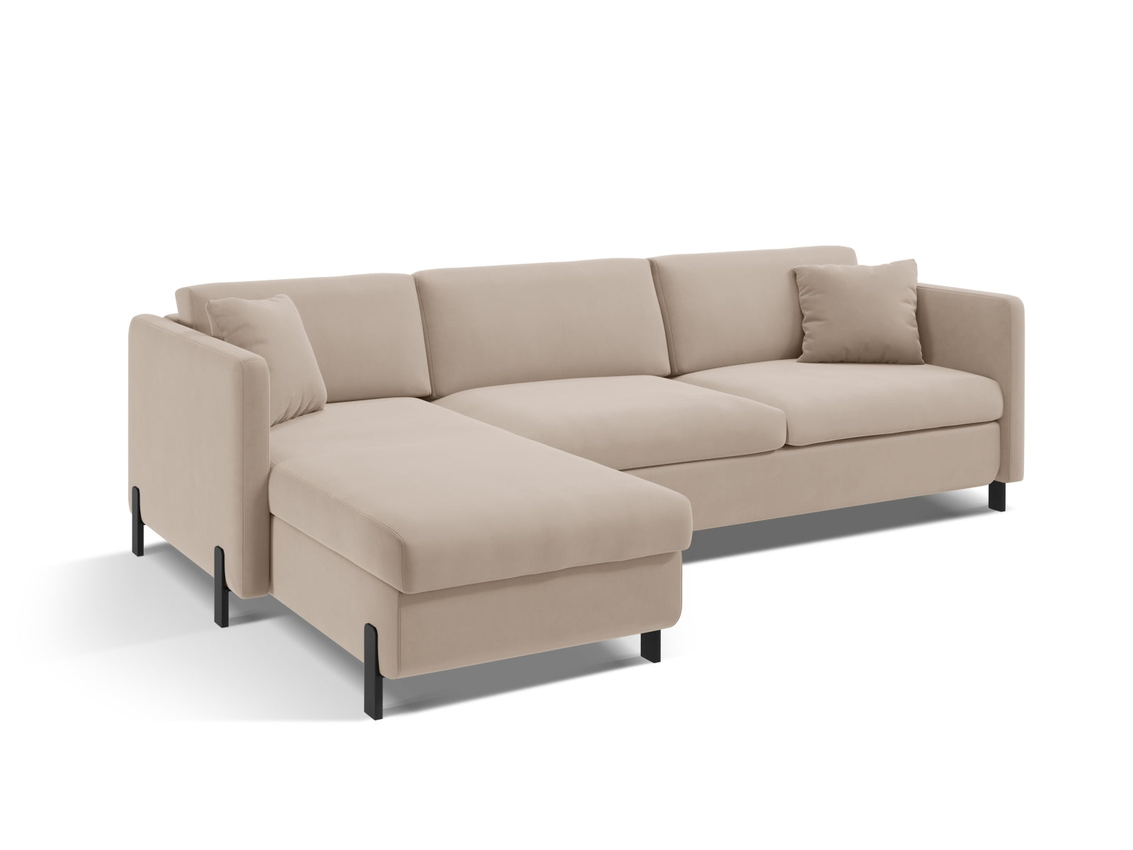 Erleben Sie das stilvolle Gloria Velour Ecksofa von Micadoni – ein 4-Sitzer mit praktischer Schlaffunktion für gemütliche Abende und Übernachtungen.