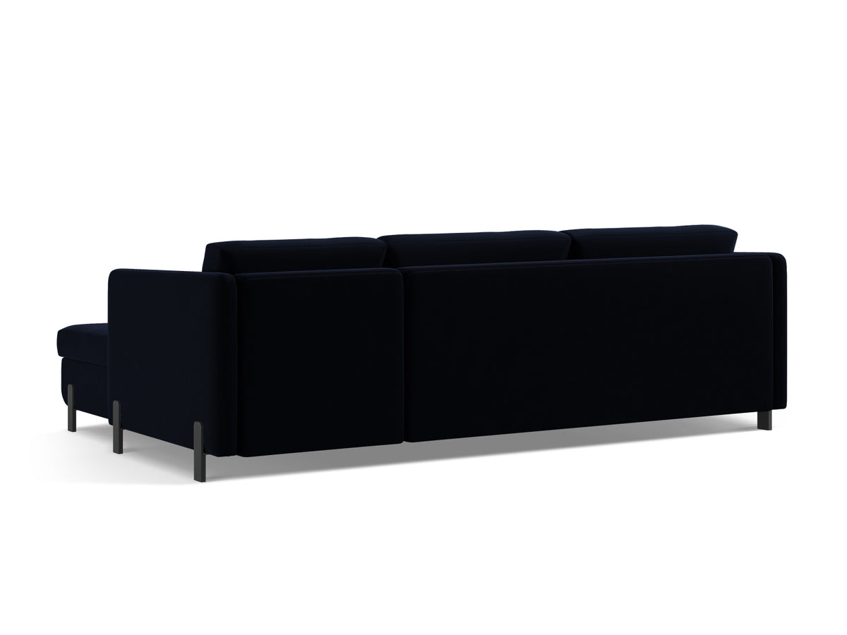 Gloria Velour links Ecksofa mit Schlaffunktion und Stauraum 4 Sitzer in Royal Blue-Salvador präsentiert im Onlineshop von KAQTU Design AG. Bettsofa links ist von Micadoni