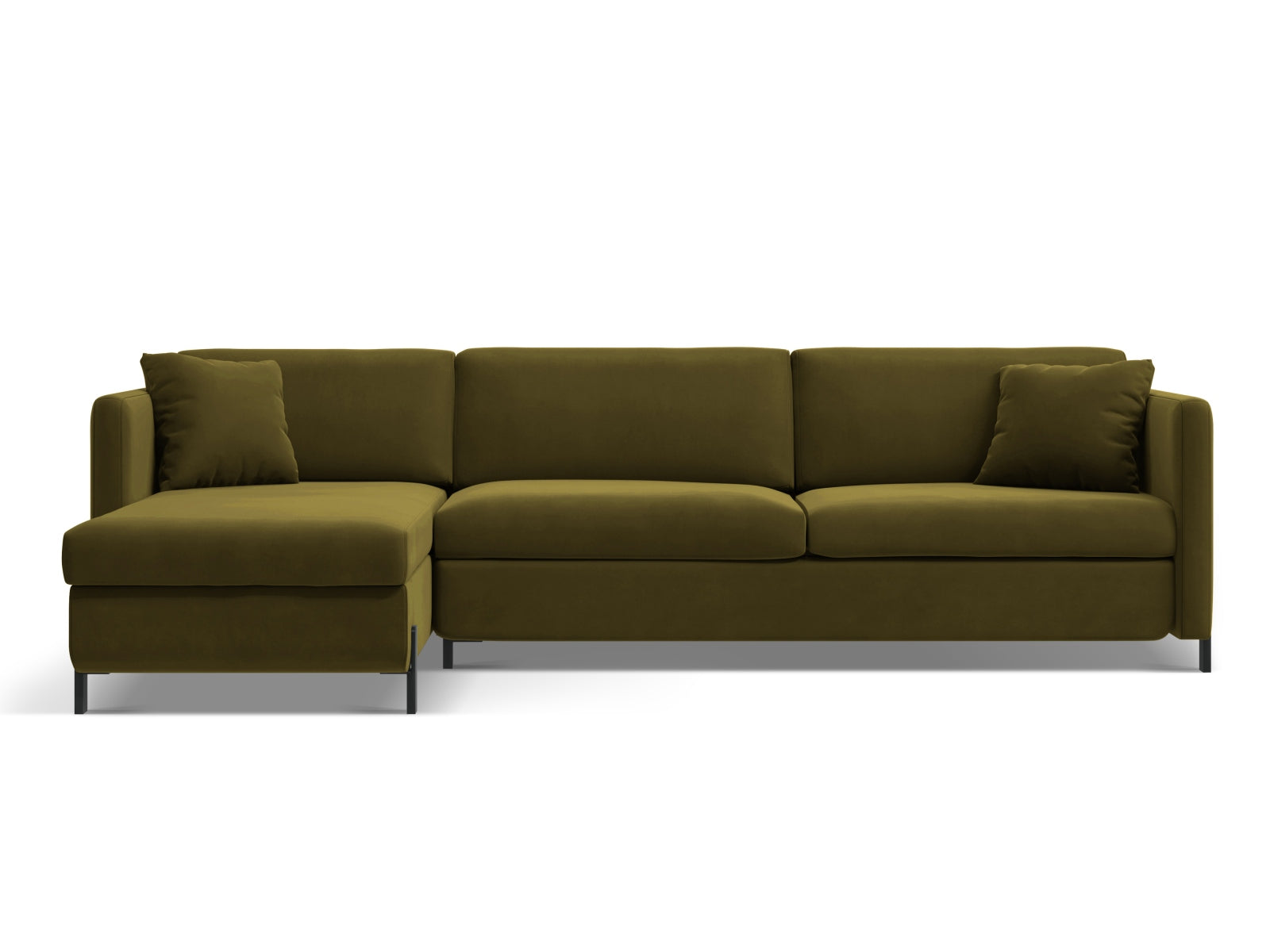 Gloria Velour links Ecksofa mit Schlaffunktion 4 Sitzer in Green präsentiert im Onlineshop von KAQTU Design AG. Ecksofa links ist von Micadoni