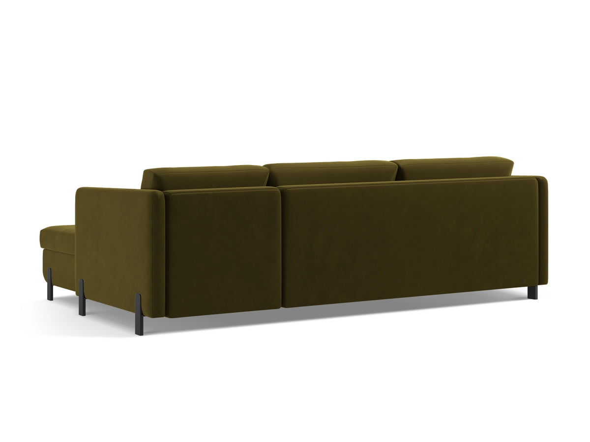 Gloria Velour links Ecksofa mit Schlaffunktion und Stauraum 4 Sitzer in Green-Salvador präsentiert im Onlineshop von KAQTU Design AG. Bettsofa links ist von Micadoni