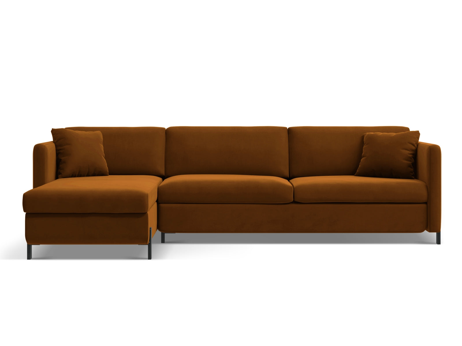 Gloria Velour links Ecksofa mit Schlaffunktion 4 Sitzer in Brown präsentiert im Onlineshop von KAQTU Design AG. Ecksofa links ist von Micadoni