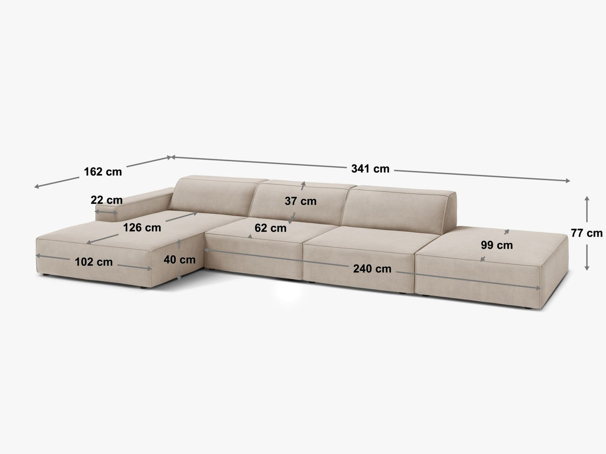 Jodie Boucle modulares Ecksofa links 5 Sitzer in Brown-Baloo präsentiert im Onlineshop von KAQTU Design AG. Ecksofa links ist von Micadoni