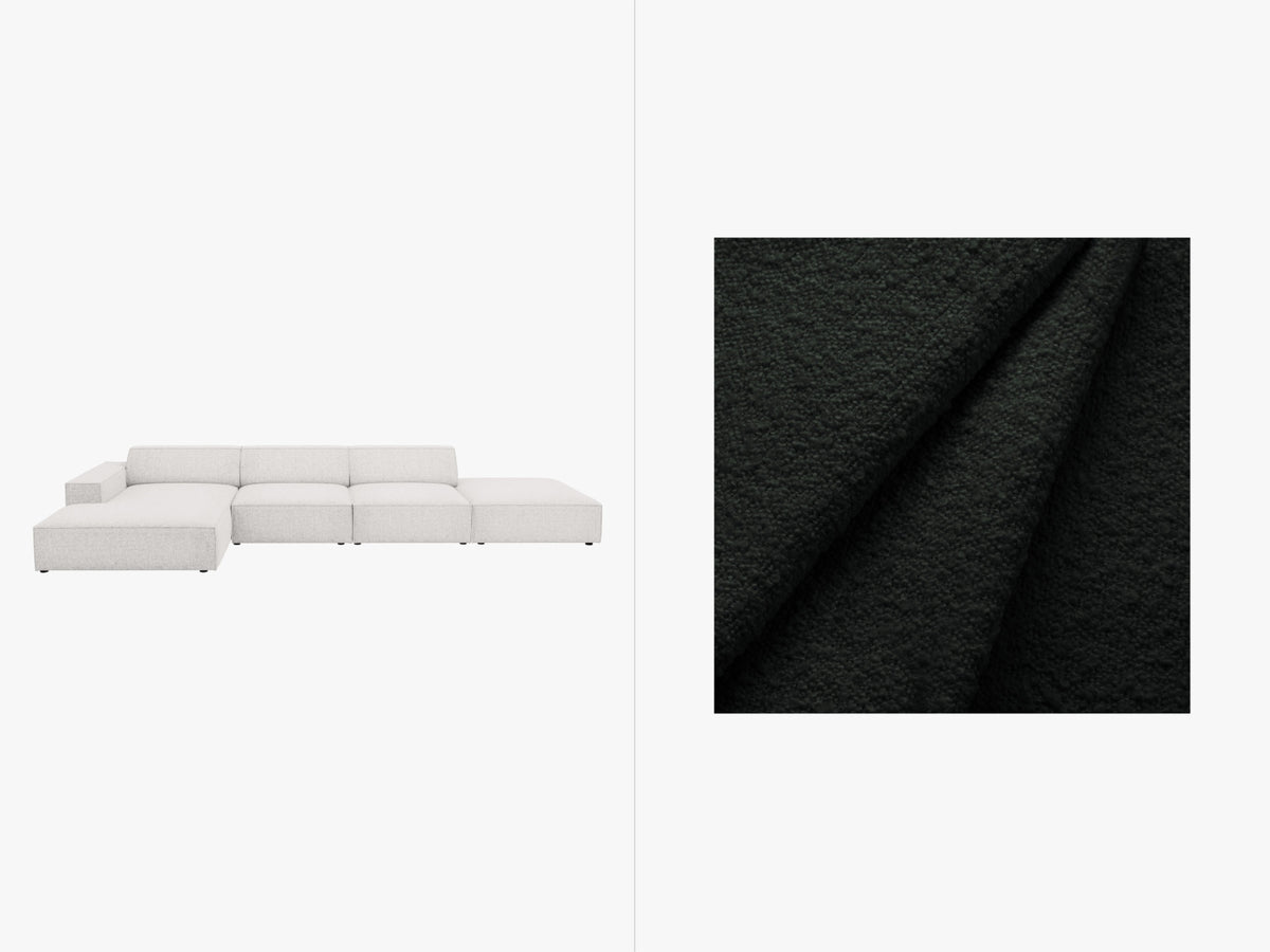 Jodie Boucle modulares Ecksofa links 5 Sitzer in Black-Baloo präsentiert im Onlineshop von KAQTU Design AG. L-Sofa links ist von Micadoni
