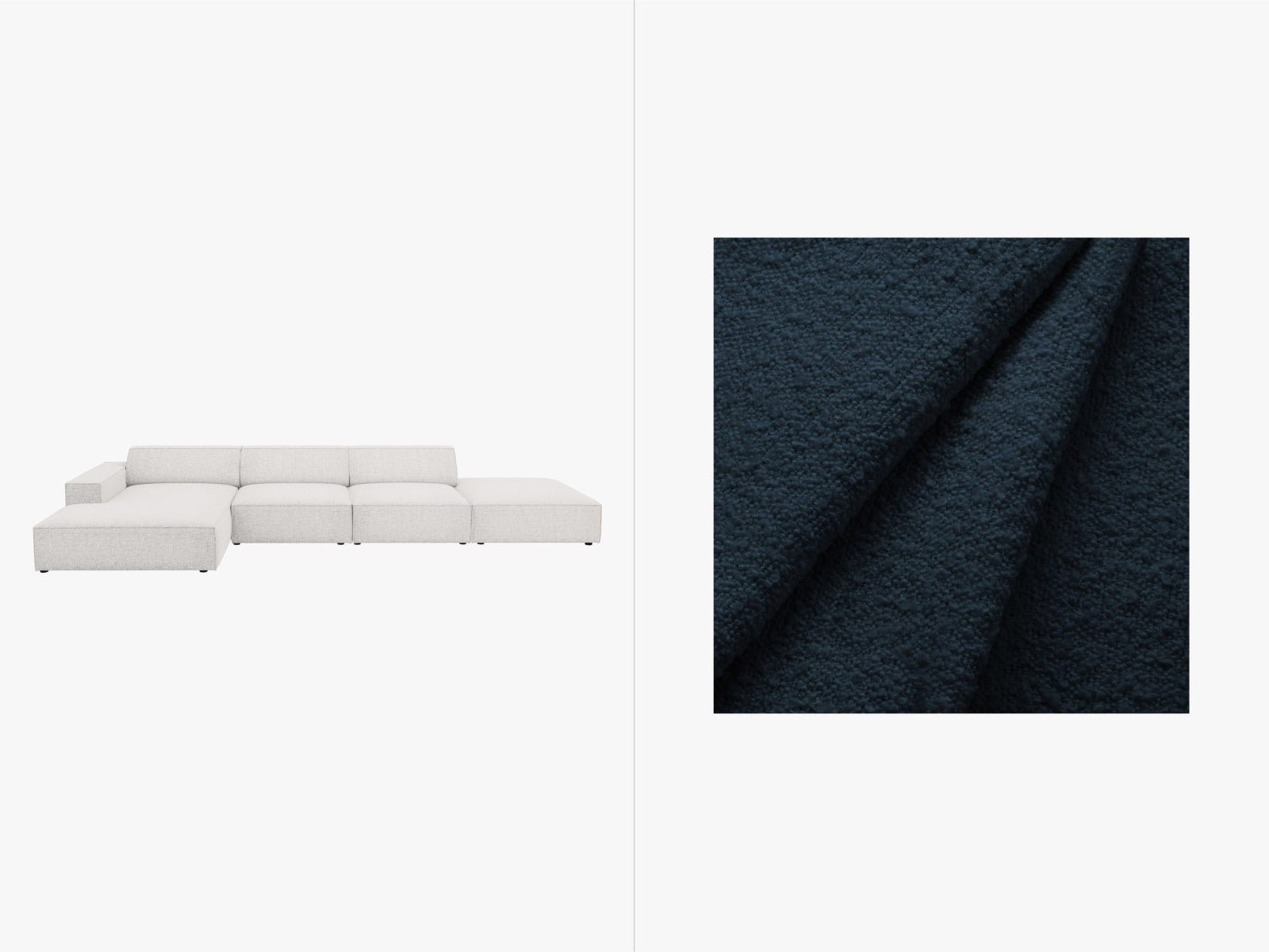 Jodie Boucle modulares Ecksofa links 5 Sitzer in Dark Blue präsentiert im Onlineshop von KAQTU Design AG. Ecksofa links ist von Micadoni