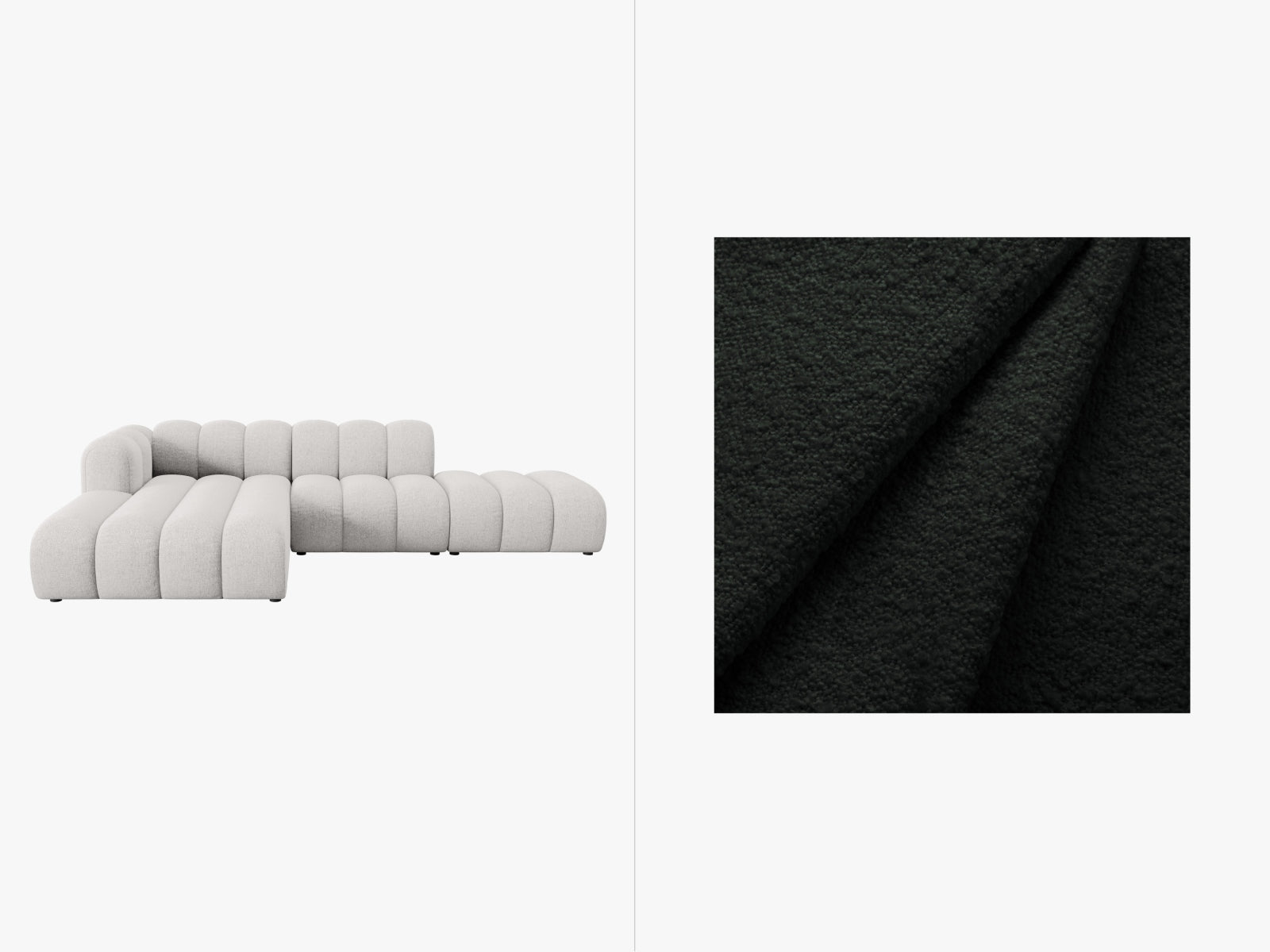 Lupine Modulares Ecksofa open links 5 Sitzer in Black-Baloo präsentiert im Onlineshop von KAQTU Design AG. L-Sofa links ist von Micadoni