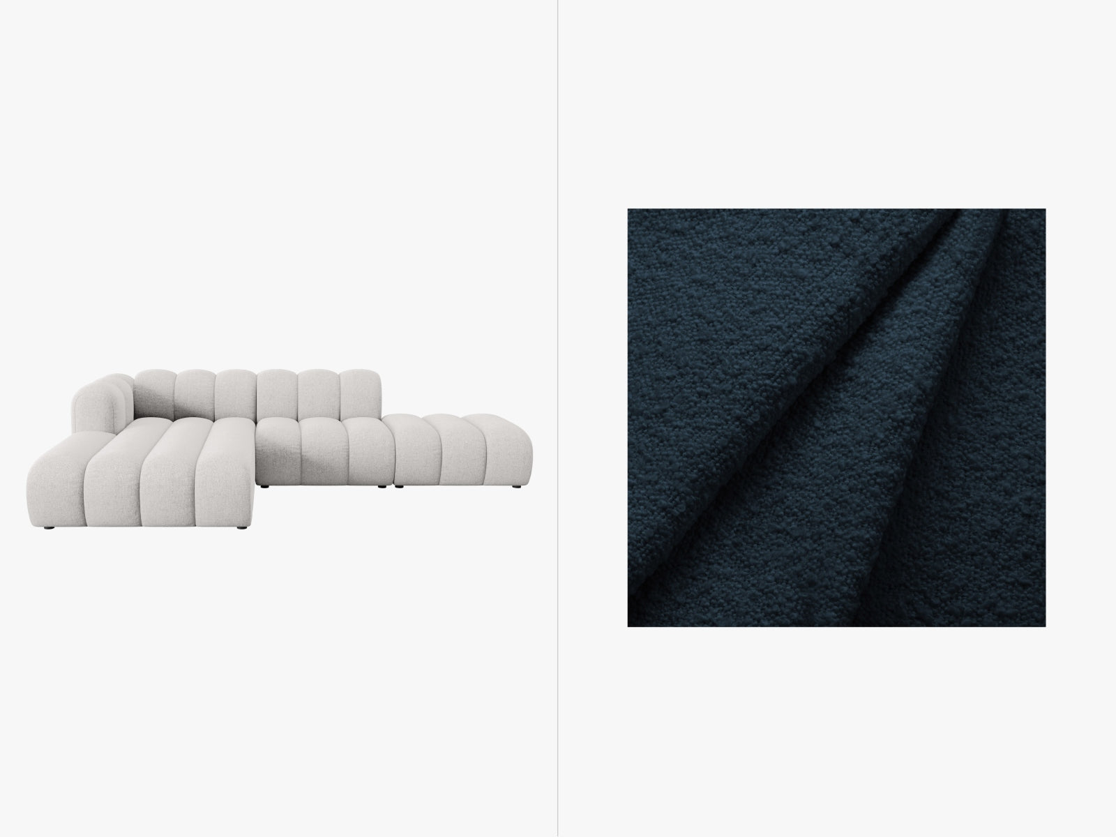 Lupine Modulares Ecksofa open links 5 Sitzer in Dark Blue-Baloo präsentiert im Onlineshop von KAQTU Design AG. L-Sofa links ist von Micadoni