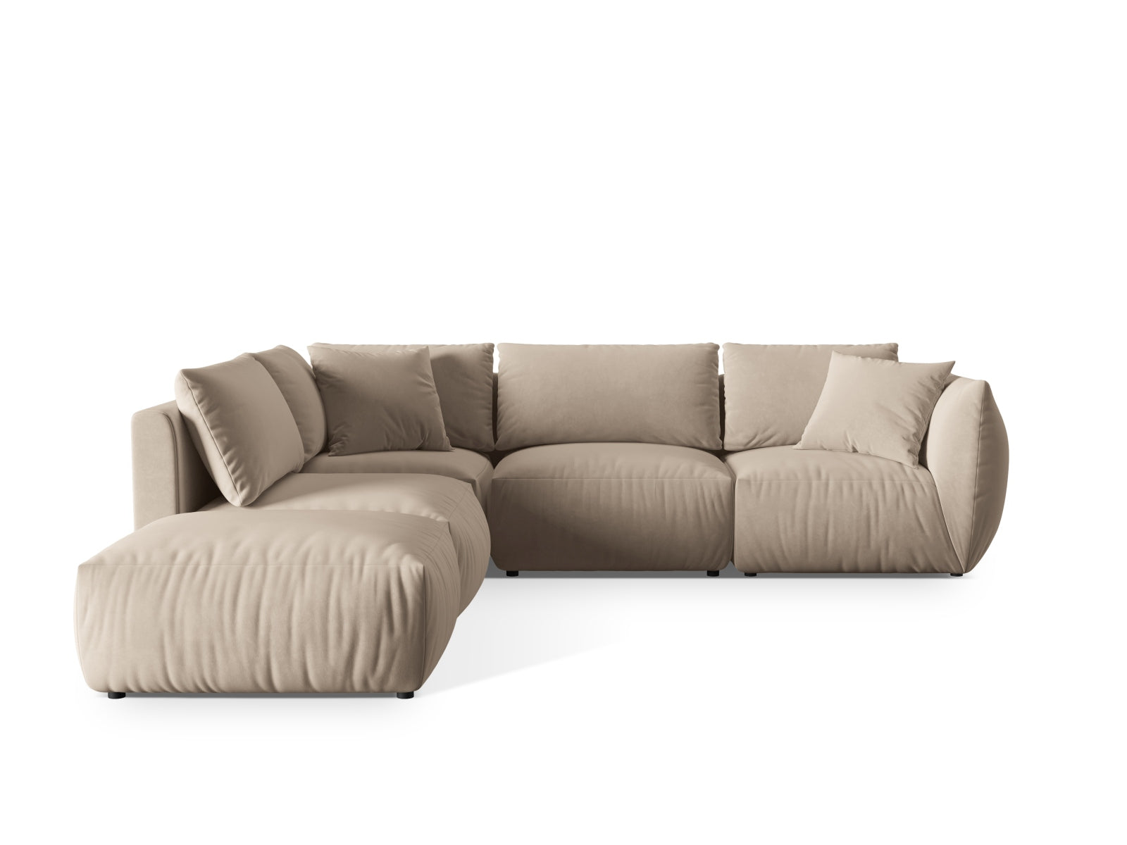 Chris Velour Modular Ecksofa links 4 Sitzer in Ecru präsentiert im Onlineshop von KAQTU Design AG. Ecksofa links ist von Micadoni