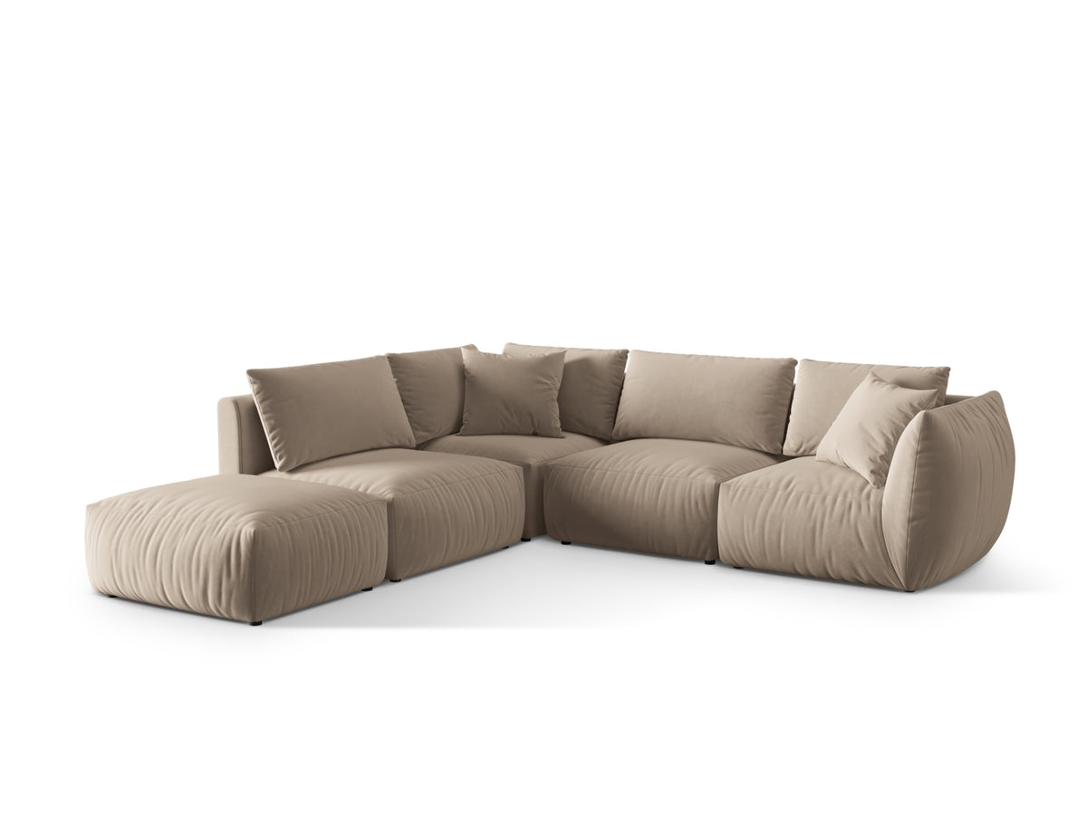 Chris Velour Modular Ecksofa links 4 Sitzer in Ecru-Casino präsentiert im Onlineshop von KAQTU Design AG. Ecksofa links ist von Micadoni