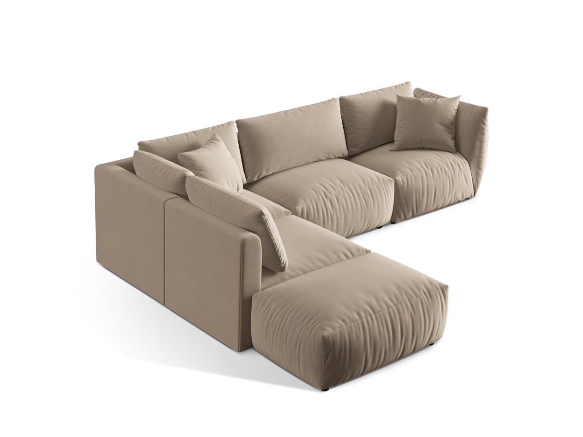 Chris Velour Modular Ecksofa links 4 Sitzer in Ecru-Casino präsentiert im Onlineshop von KAQTU Design AG. Ecksofa links ist von Micadoni