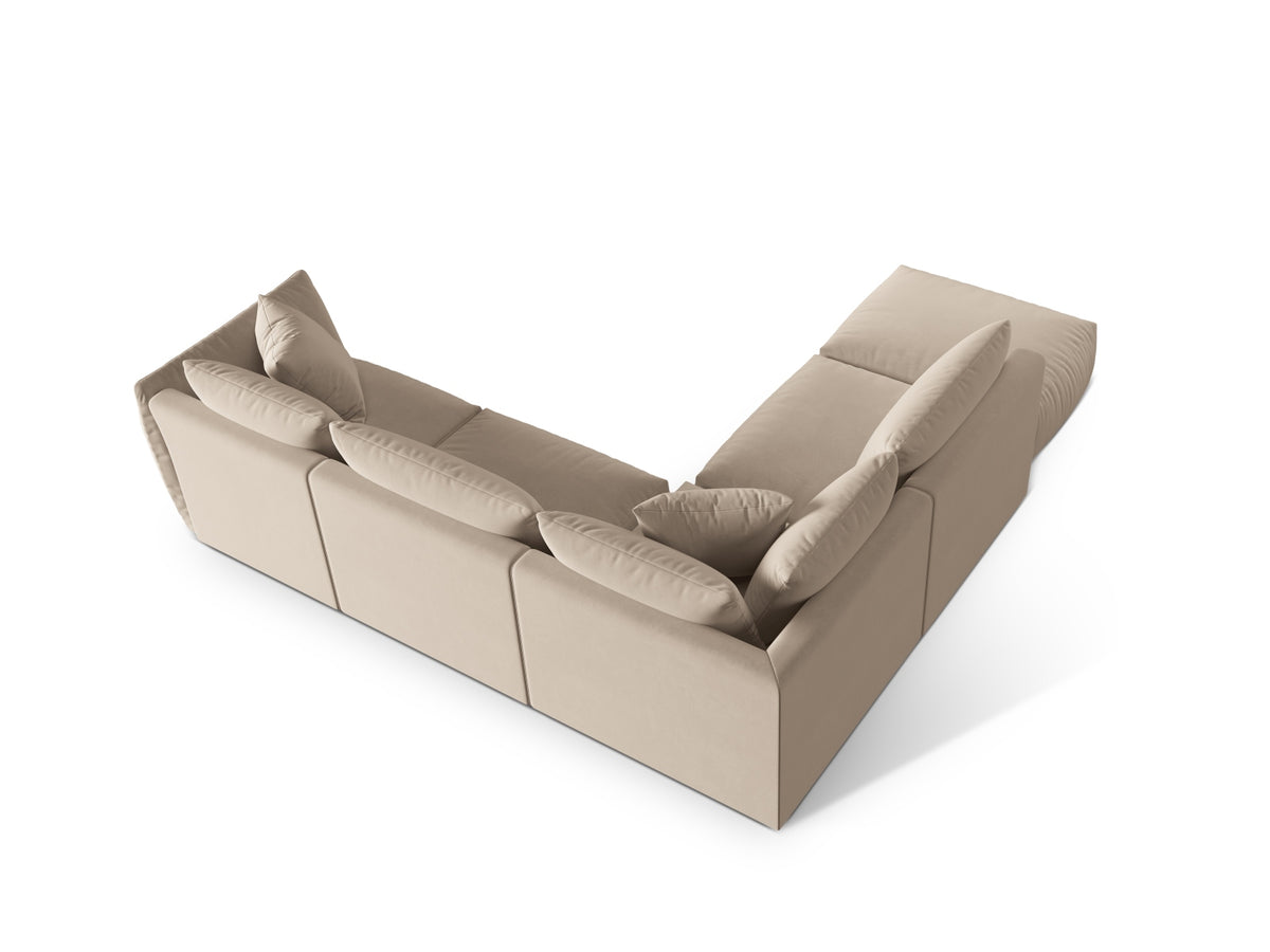 Chris Velour Modular Ecksofa links 4 Sitzer in Ecru-Casino präsentiert im Onlineshop von KAQTU Design AG. Ecksofa links ist von Micadoni