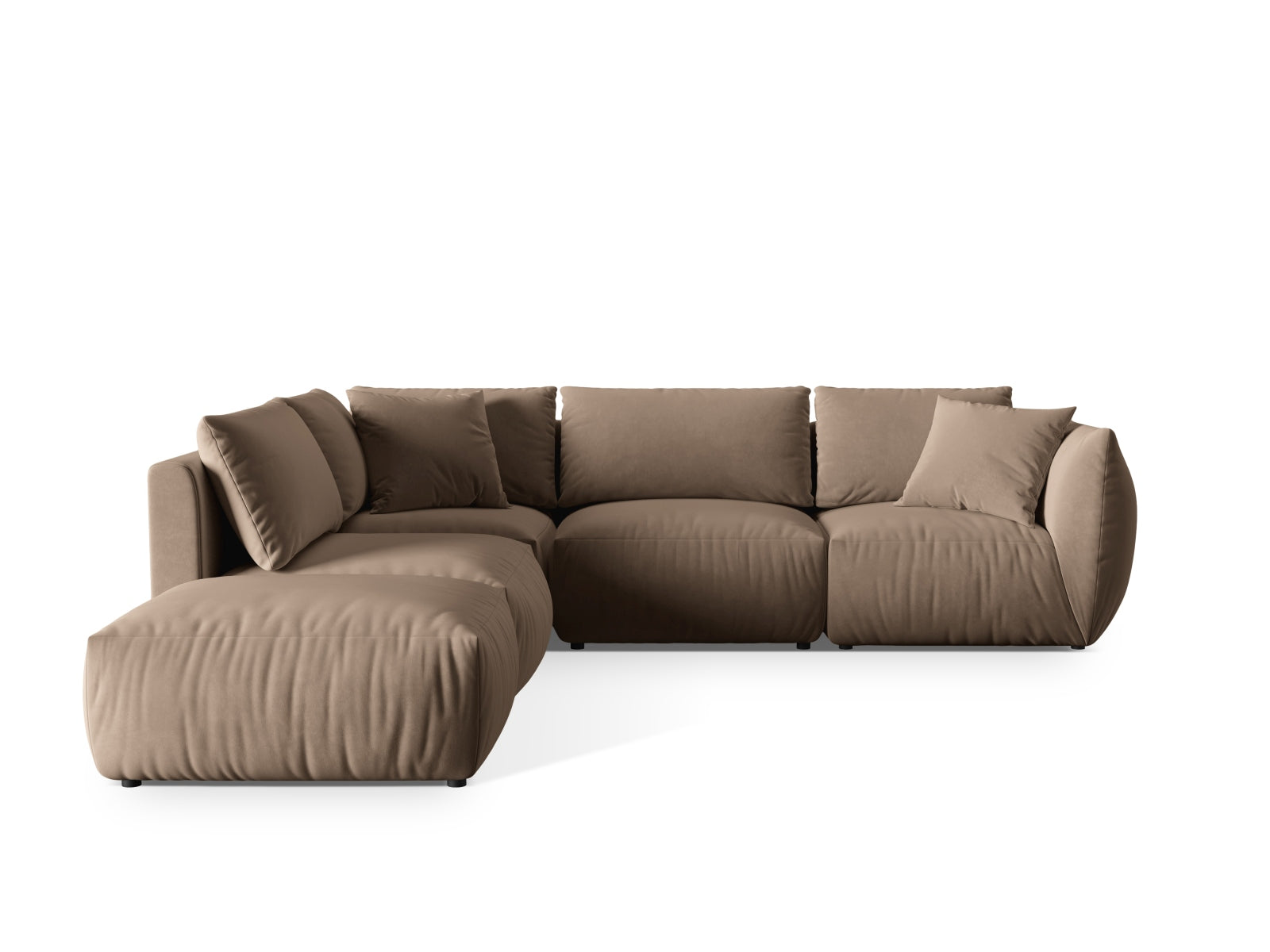 Chris Velour Modular Ecksofa links 4 Sitzer in Light Brown präsentiert im Onlineshop von KAQTU Design AG. Ecksofa links ist von Micadoni