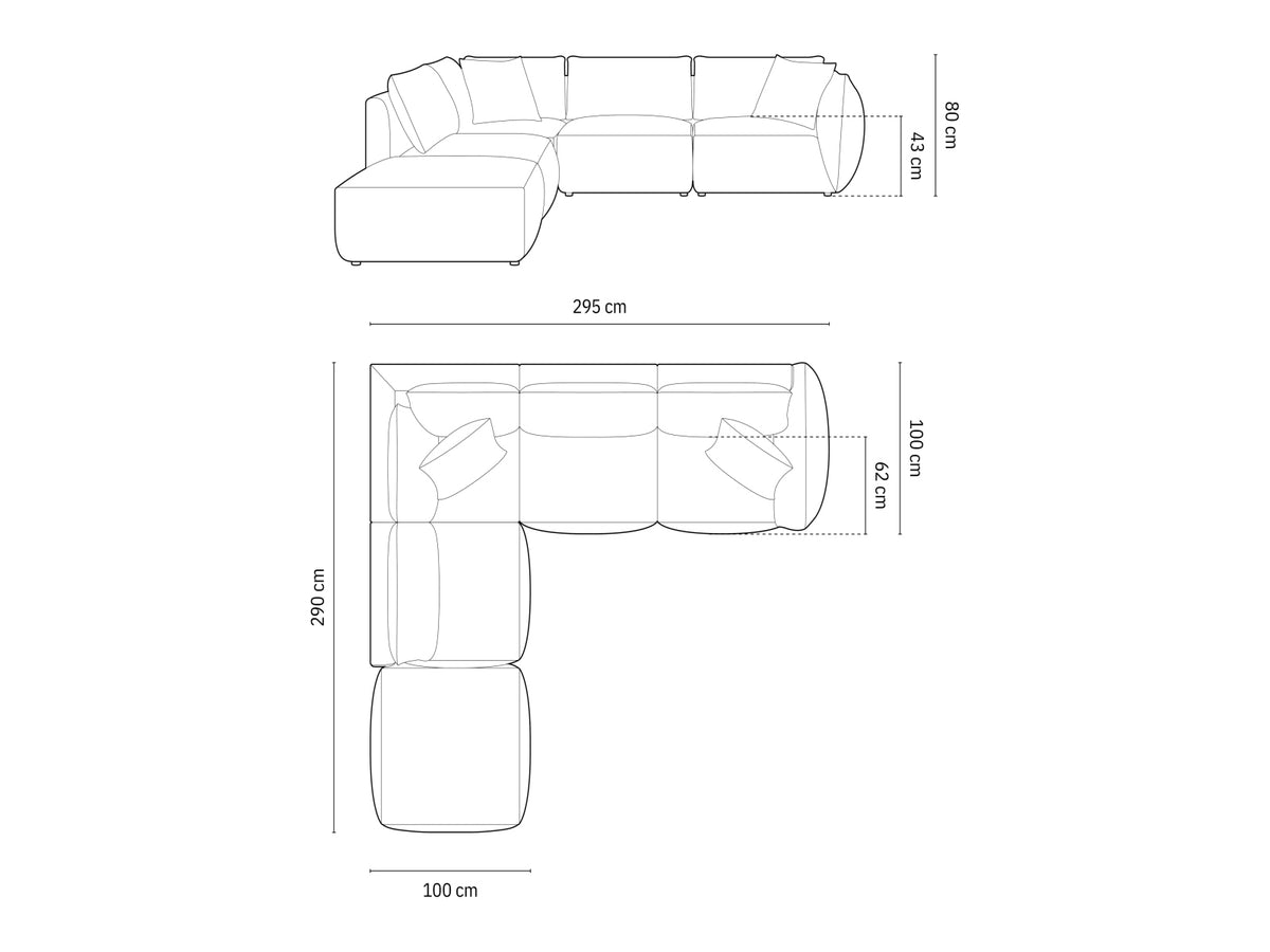 Chris Velour Modular Ecksofa links 4 Sitzer in Light Brown-Casino präsentiert im Onlineshop von KAQTU Design AG. Ecksofa links ist von Micadoni