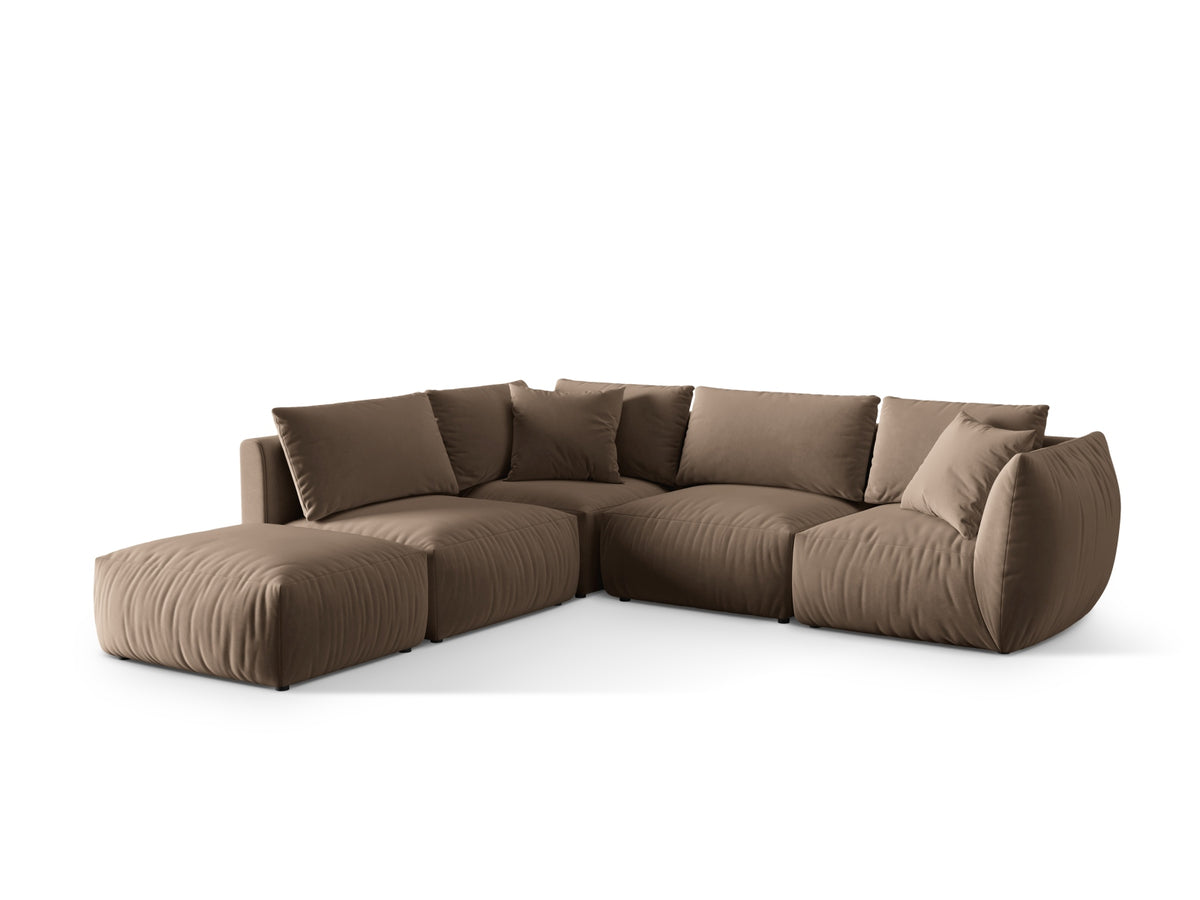 Chris Velour Modular Ecksofa links 4 Sitzer in Light Brown-Casino präsentiert im Onlineshop von KAQTU Design AG. Ecksofa links ist von Micadoni