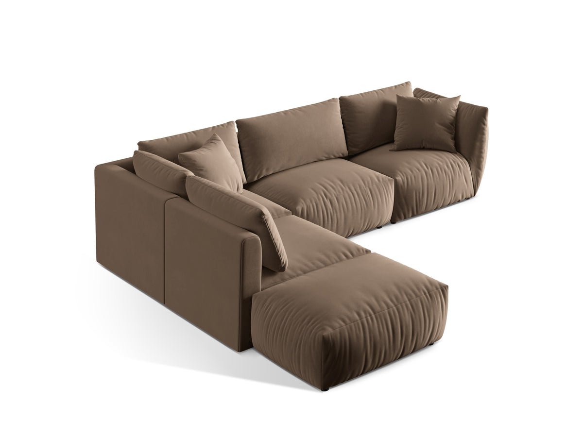 Chris Velour Modular Ecksofa links 4 Sitzer in Light Brown-Casino präsentiert im Onlineshop von KAQTU Design AG. Ecksofa links ist von Micadoni