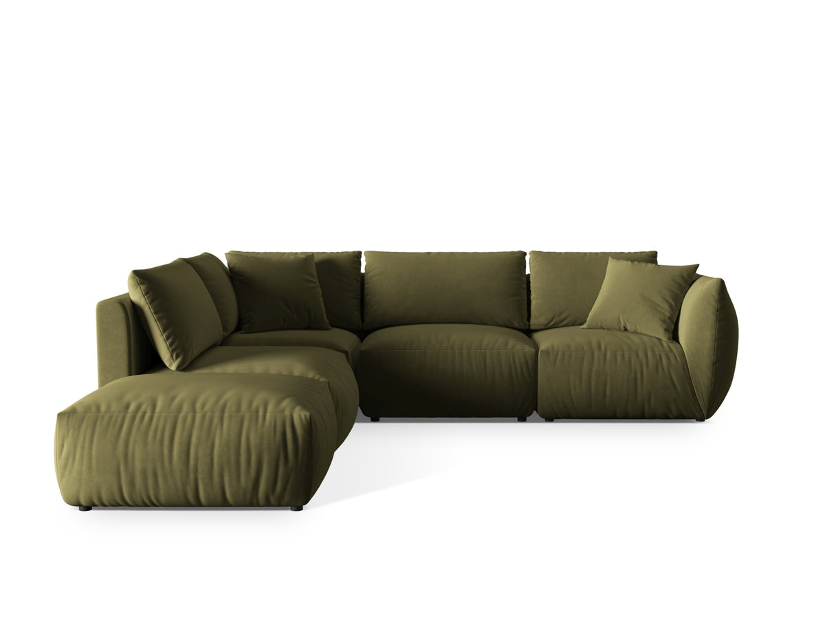 Chris Velour Modular Ecksofa links 4 Sitzer in Light Green-Casino präsentiert im Onlineshop von KAQTU Design AG. Ecksofa links ist von Micadoni
