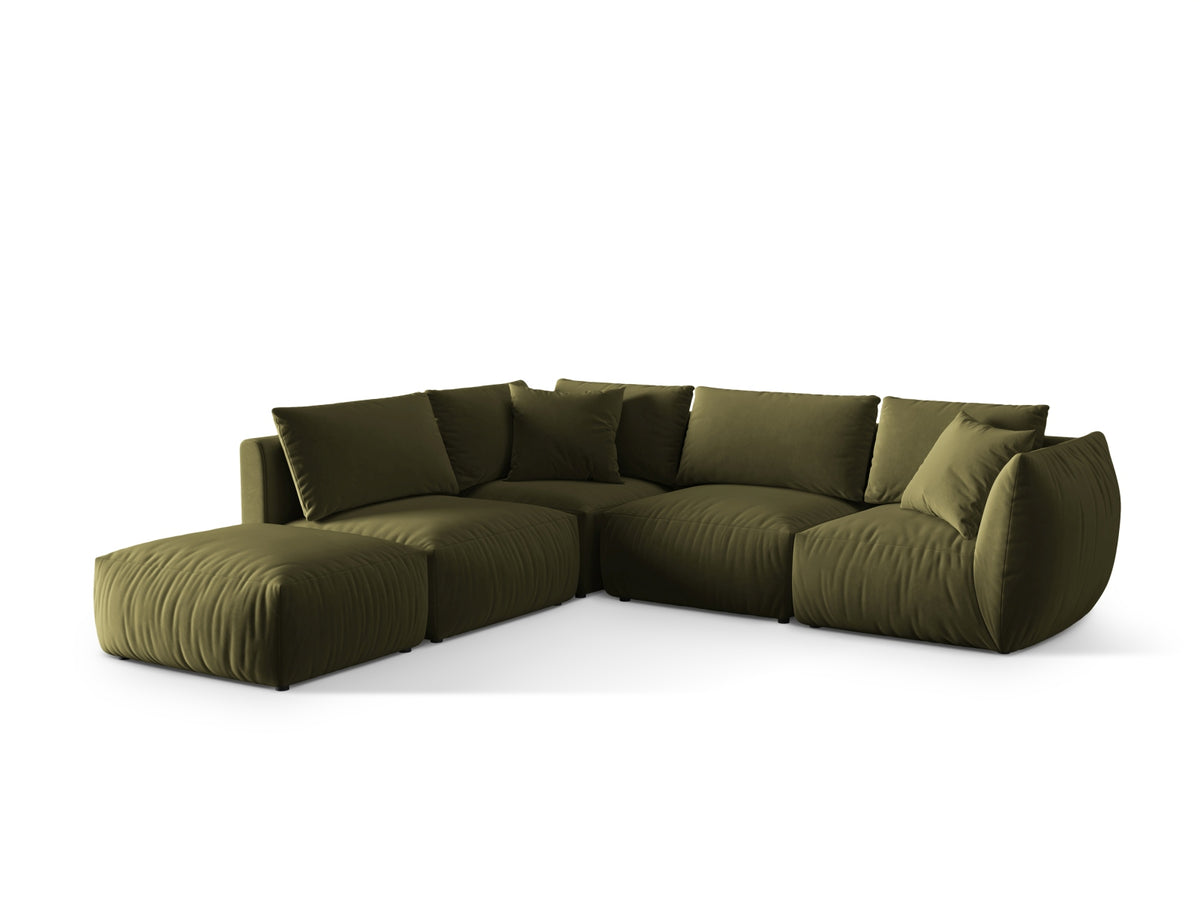 Chris Velour Modular Ecksofa links 4 Sitzer in Light Green-Casino präsentiert im Onlineshop von KAQTU Design AG. Ecksofa links ist von Micadoni