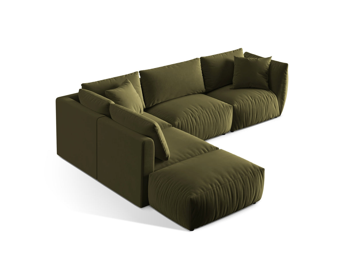 Chris Velour Modular Ecksofa links 4 Sitzer in Light Green-Casino präsentiert im Onlineshop von KAQTU Design AG. Ecksofa links ist von Micadoni