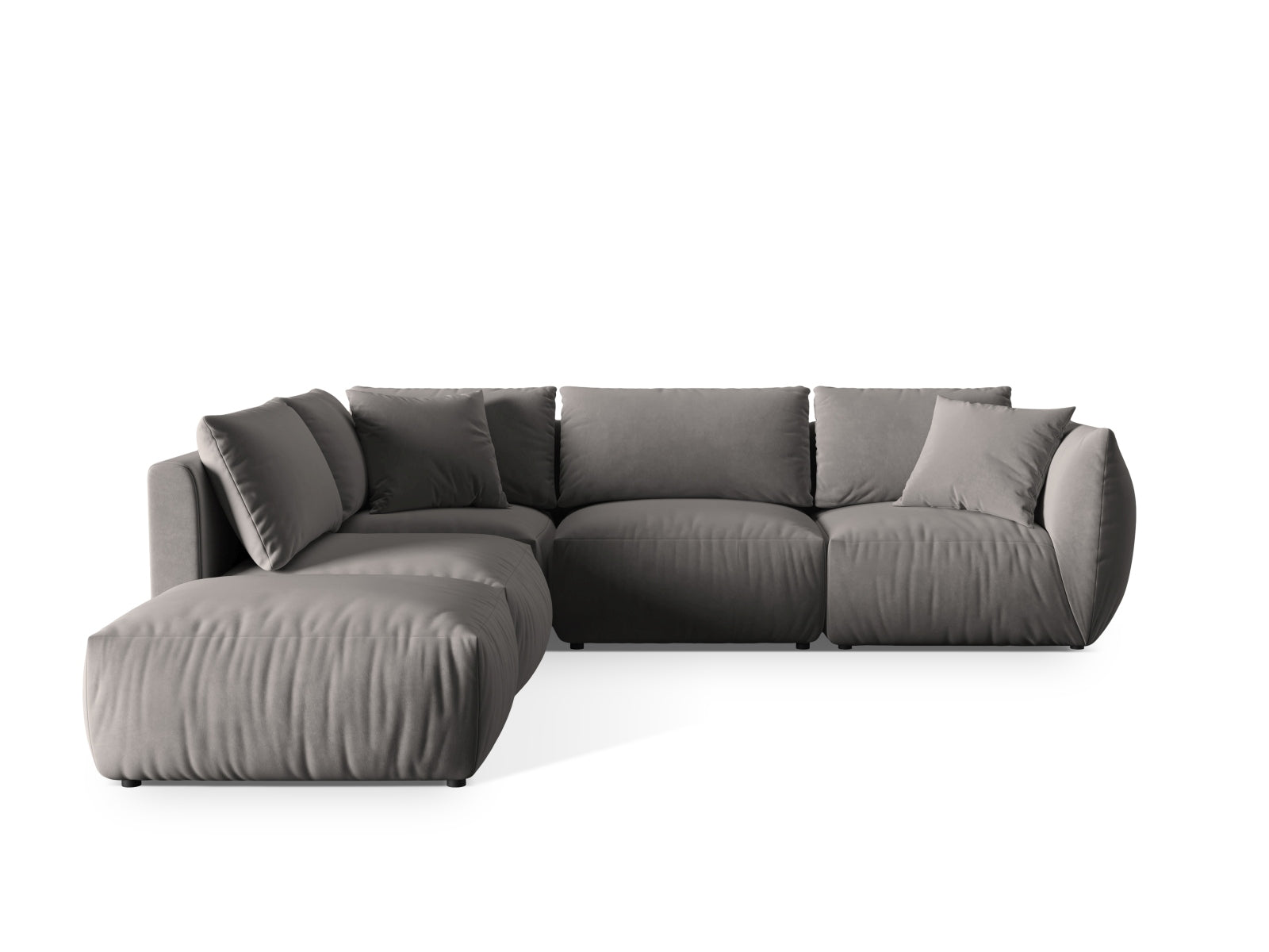 Chris Velour Modular Ecksofa links 4 Sitzer in Grey präsentiert im Onlineshop von KAQTU Design AG. Ecksofa links ist von Micadoni