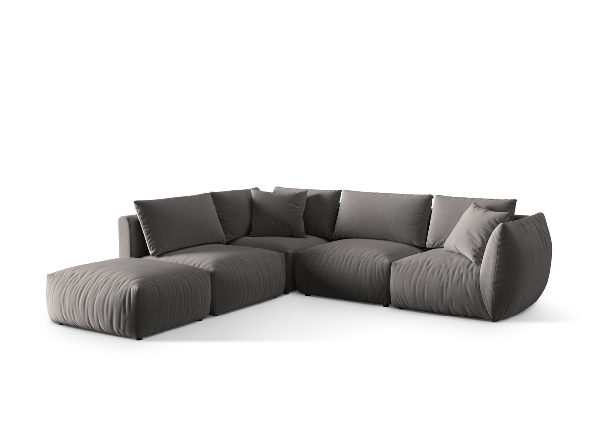 Chris Velour Modular Ecksofa links 4 Sitzer in Grey-Casino präsentiert im Onlineshop von KAQTU Design AG. Ecksofa links ist von Micadoni