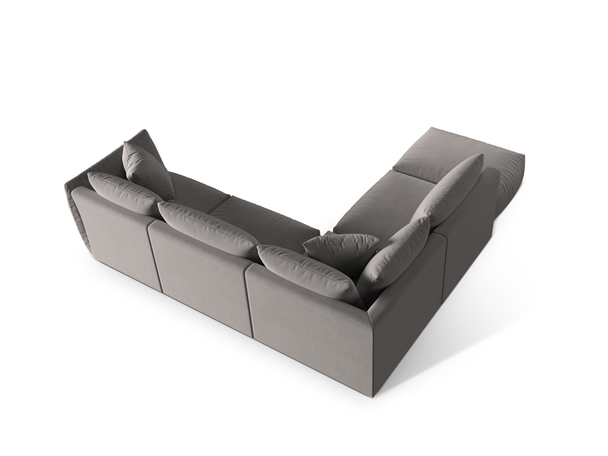 Chris Velour Modular Ecksofa links 4 Sitzer in Grey-Casino präsentiert im Onlineshop von KAQTU Design AG. Ecksofa links ist von Micadoni