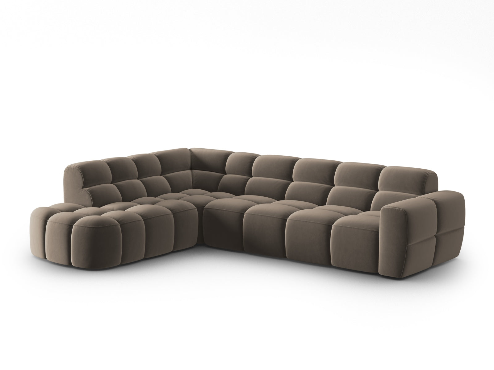 Entdecken Sie das elegante Lisa Velour links Ecksofa 5 Sitzer von Micadoni. Ideal für Ihr Wohnzimmer, bietet es modernen Komfort und stilvolles Design.