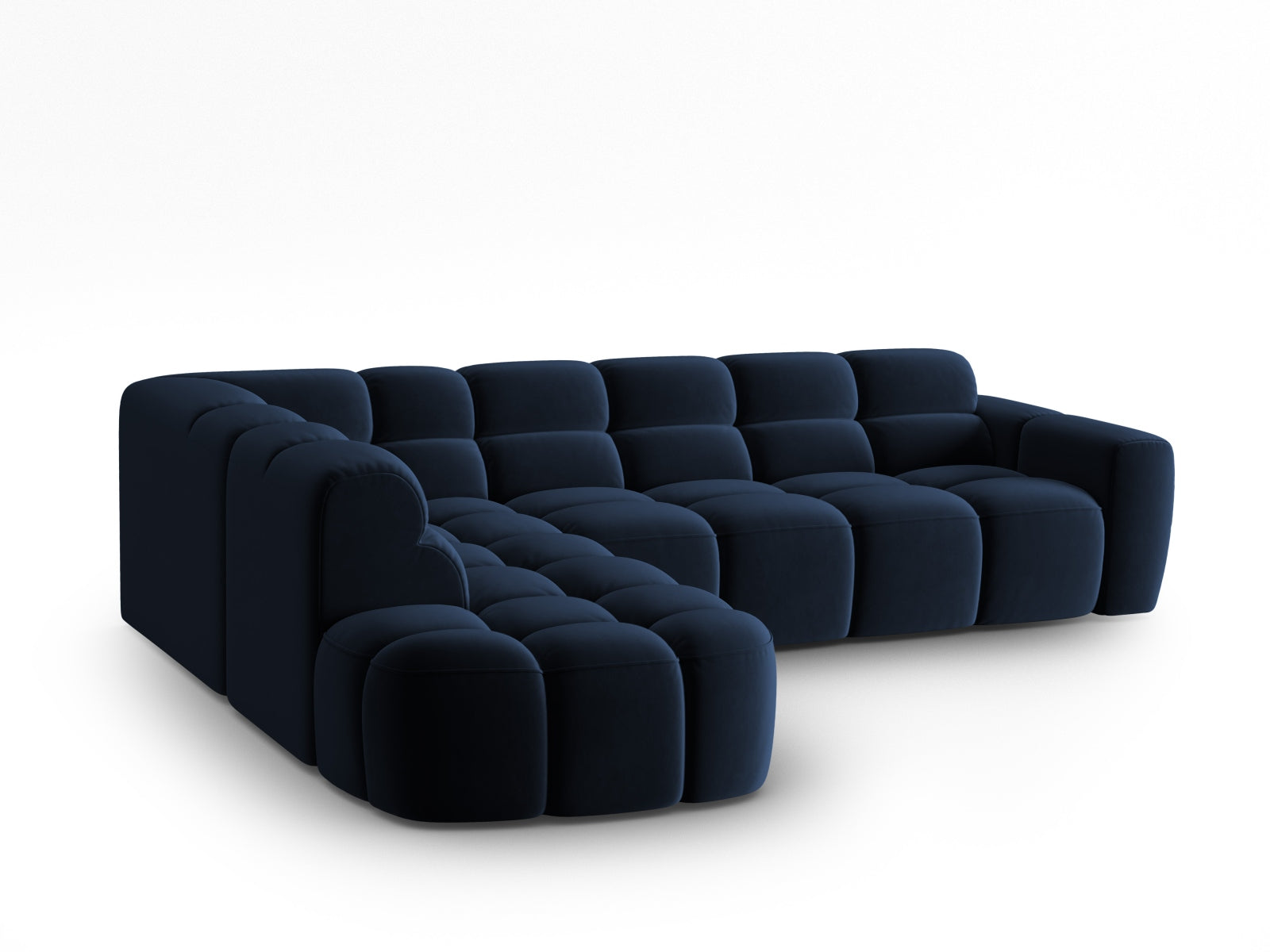 Erleben Sie das stilvolle Lisa Velour links Ecksofa 5 Sitzer von Micadoni. Perfekt für Ihr Wohnzimmer, vereint es modernen Komfort mit elegantem Design.