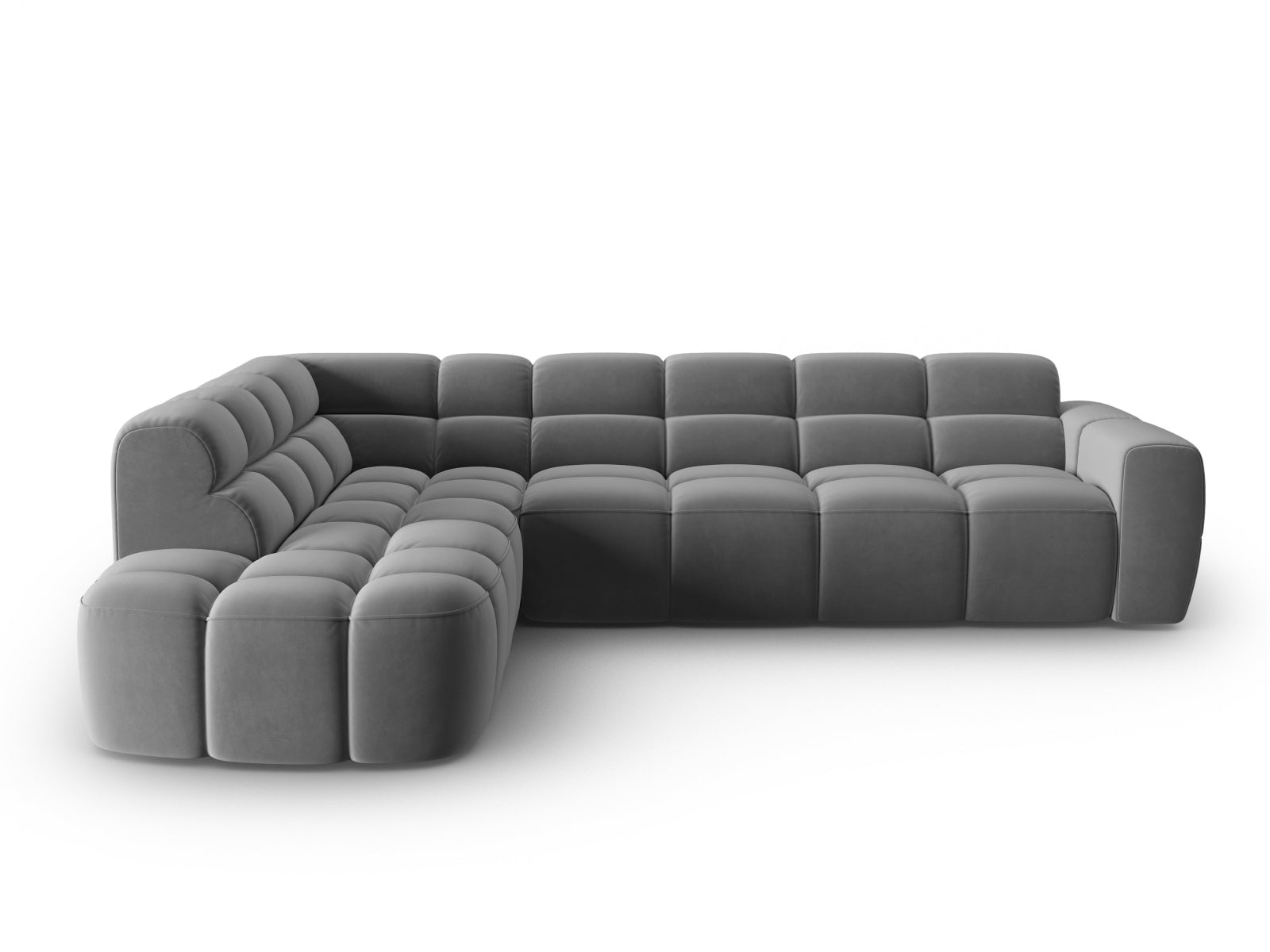 Lisa Velour links Ecksofa 5 Sitzer in Light Grey präsentiert im Onlineshop von KAQTU Design AG. Ecksofa links ist von Micadoni