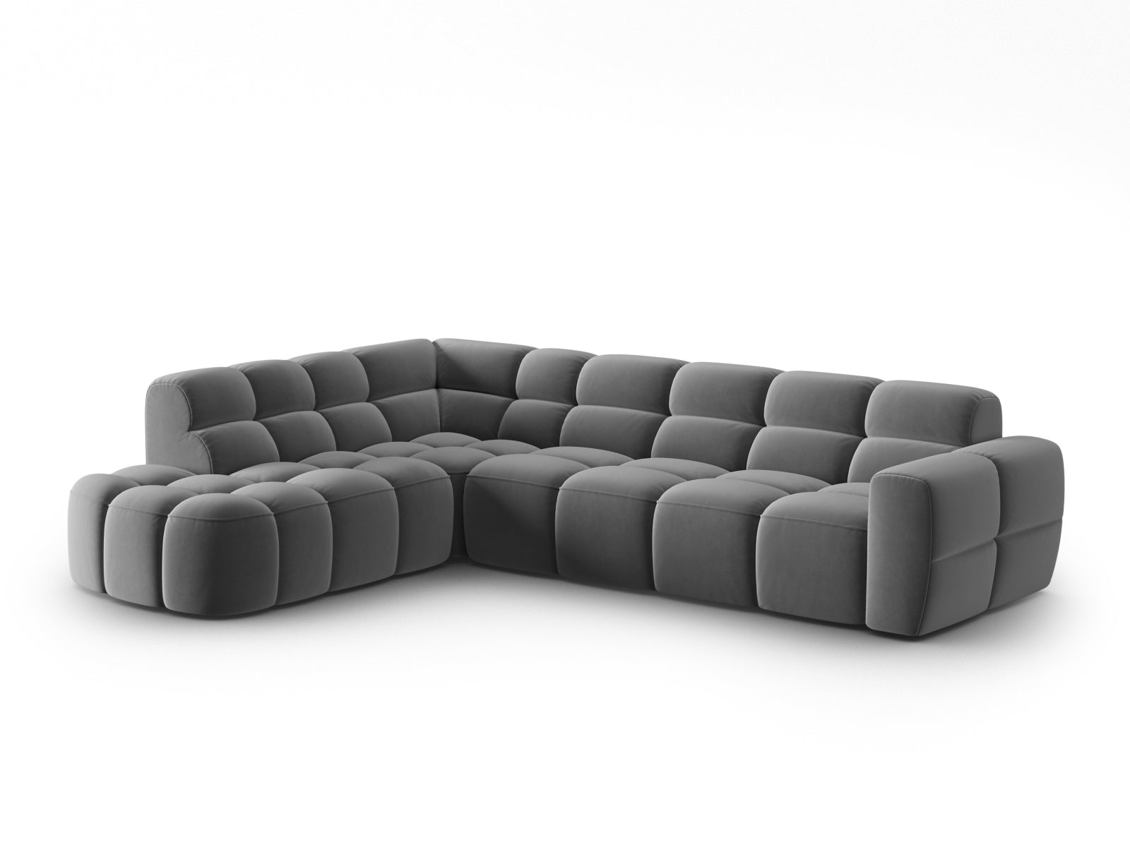 Entdecken Sie das elegante Lisa Velour links Ecksofa 5 Sitzer von Micadoni. Ideal für Ihr Wohnzimmer, bietet es modernen Komfort und stilvolles Design.
