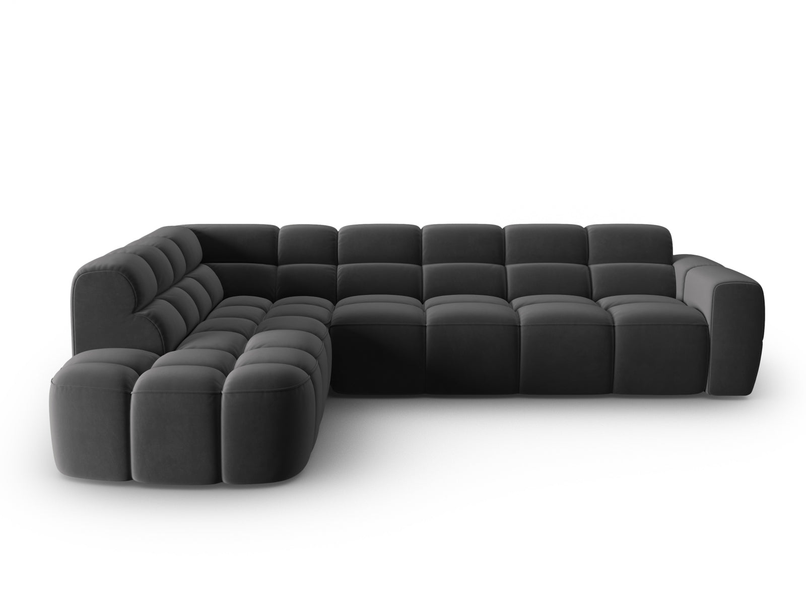 Lisa Velour links Ecksofa 5 Sitzer in Dark Grey präsentiert im Onlineshop von KAQTU Design AG. Ecksofa links ist von Micadoni