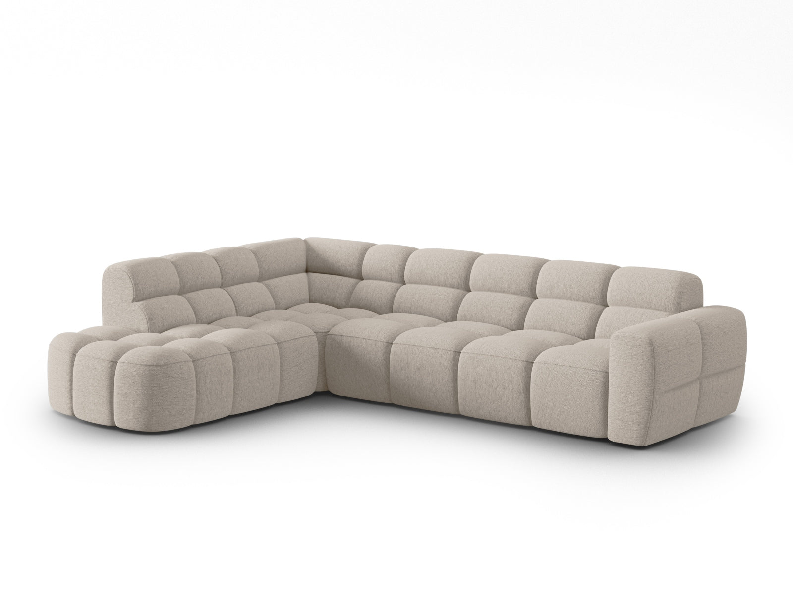 Erleben Sie das stilvolle Lisa Ecksofa links 5 Sitzer von Micadoni. Mit edlem Velours und zeitgemässem Design wird Ihr Wohnraum zum Highlight.