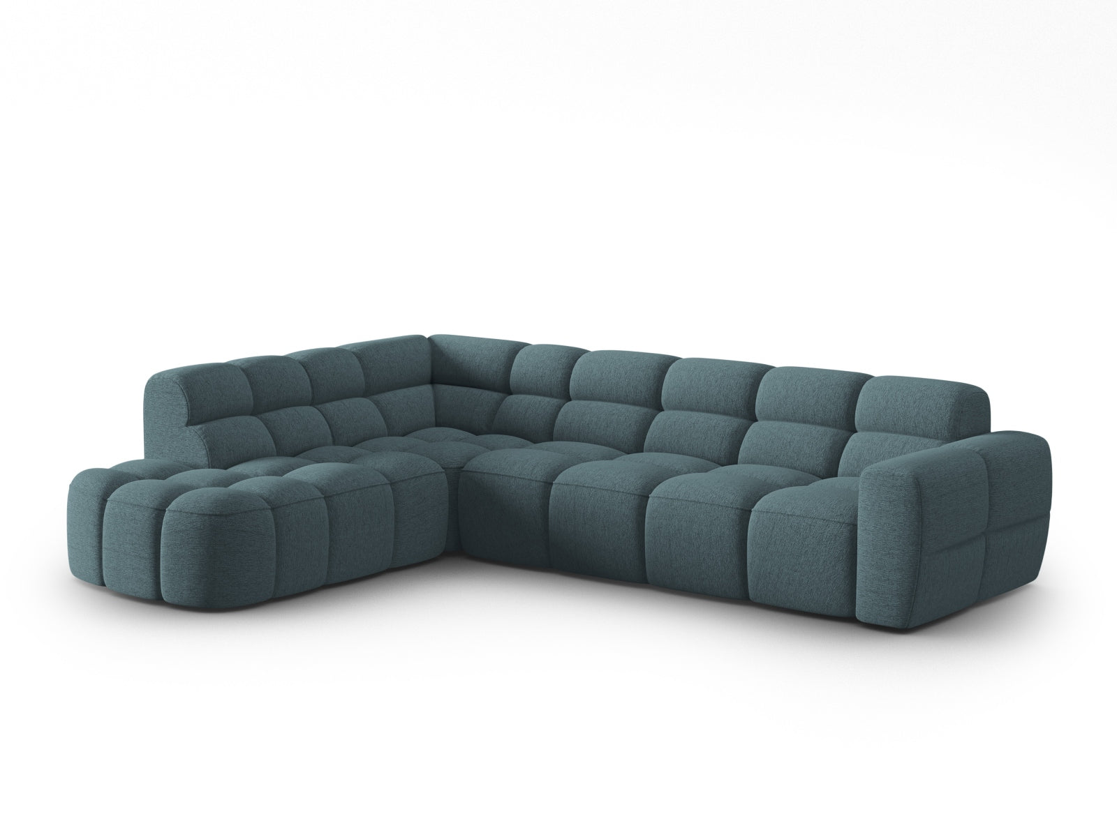 Entdecken Sie das elegante Lisa Ecksofa links 5 Sitzer von Micadoni. Hochwertiger Velours und modernes Design verwandeln Ihr Zuhause in eine Wohlfühloase.