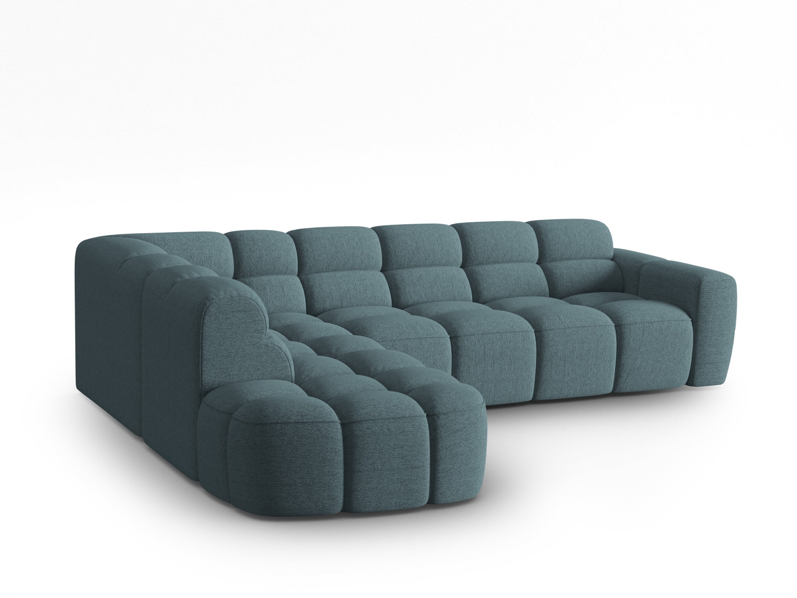 Erleben Sie das stilvolle Lisa Ecksofa links 5 Sitzer von Micadoni. Mit edlem Velours und zeitgemässem Design wird Ihr Wohnraum zum Highlight.