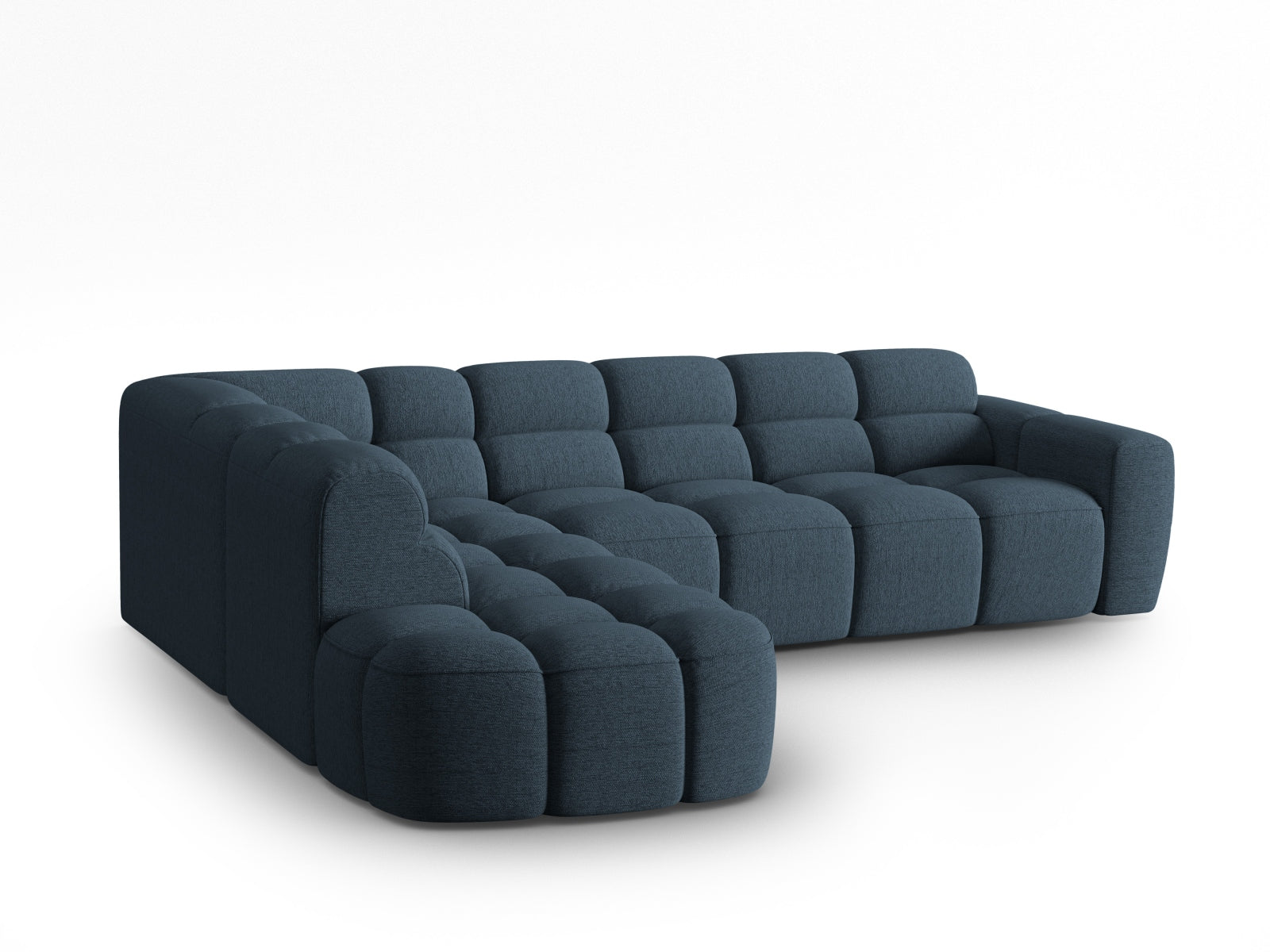 Entdecken Sie das elegante Lisa Ecksofa links 5 Sitzer von Micadoni. Hochwertiger Velours und modernes Design verwandeln Ihr Zuhause in eine Wohlfühloase.