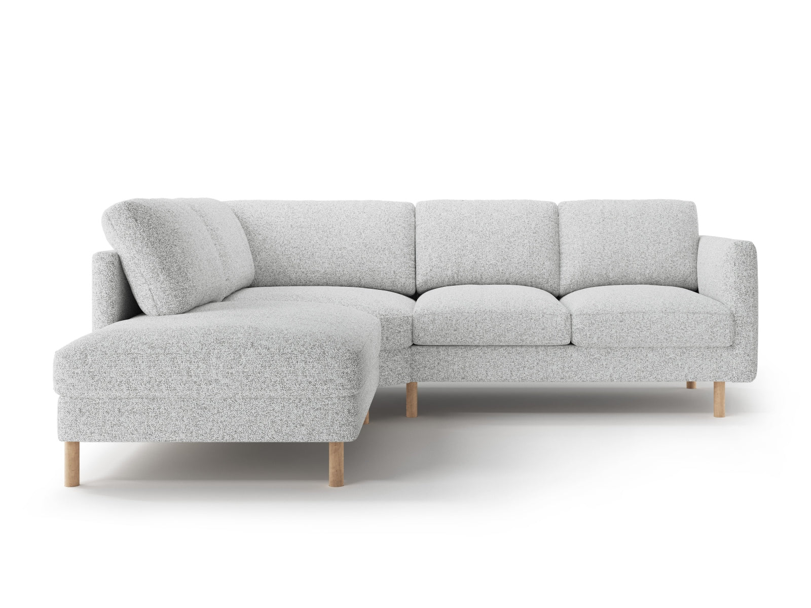 Stylisches Eden Ecksofa links in elegantem Grau, perfekt für entspannte Abende. Geräumiges 4-Sitzer-Modell von Micadoni.