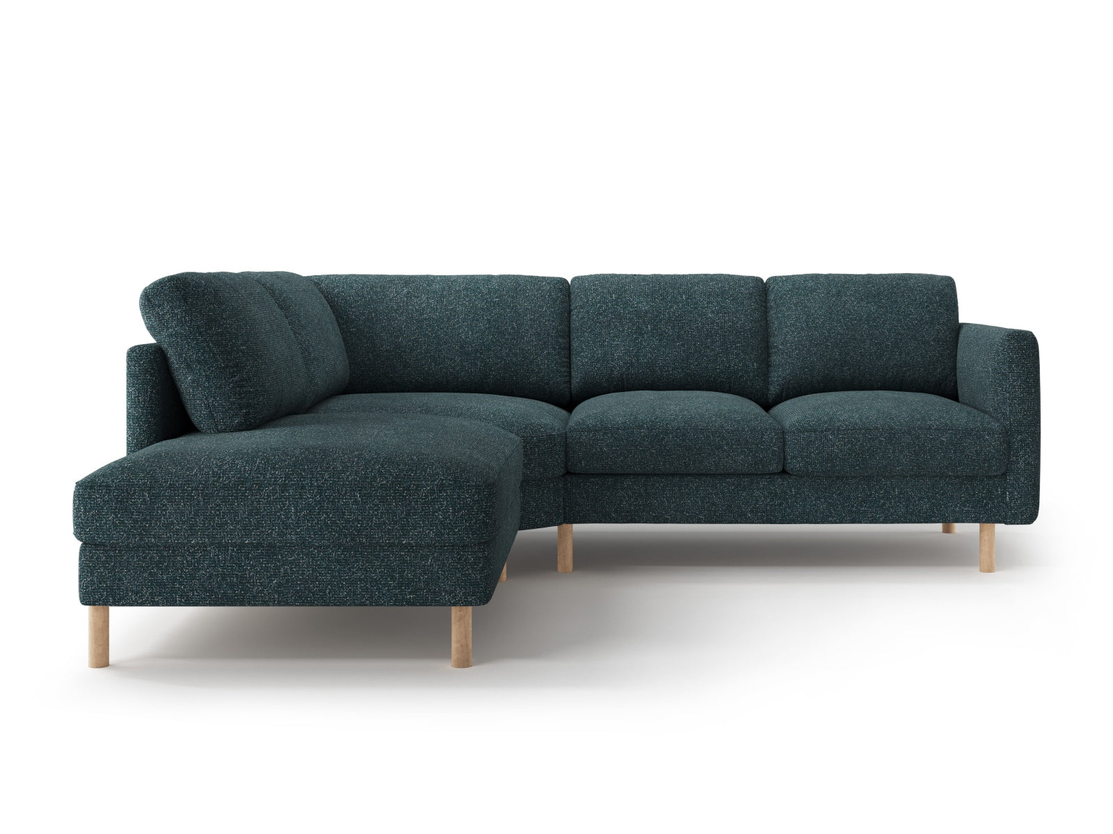 Entdecken Sie das Eden Ecksofa links von Micadoni: Elegantes Velours, zeitgemässes Design und hervorragender Sitzkomfort für Ihr Wohnzimmer.
