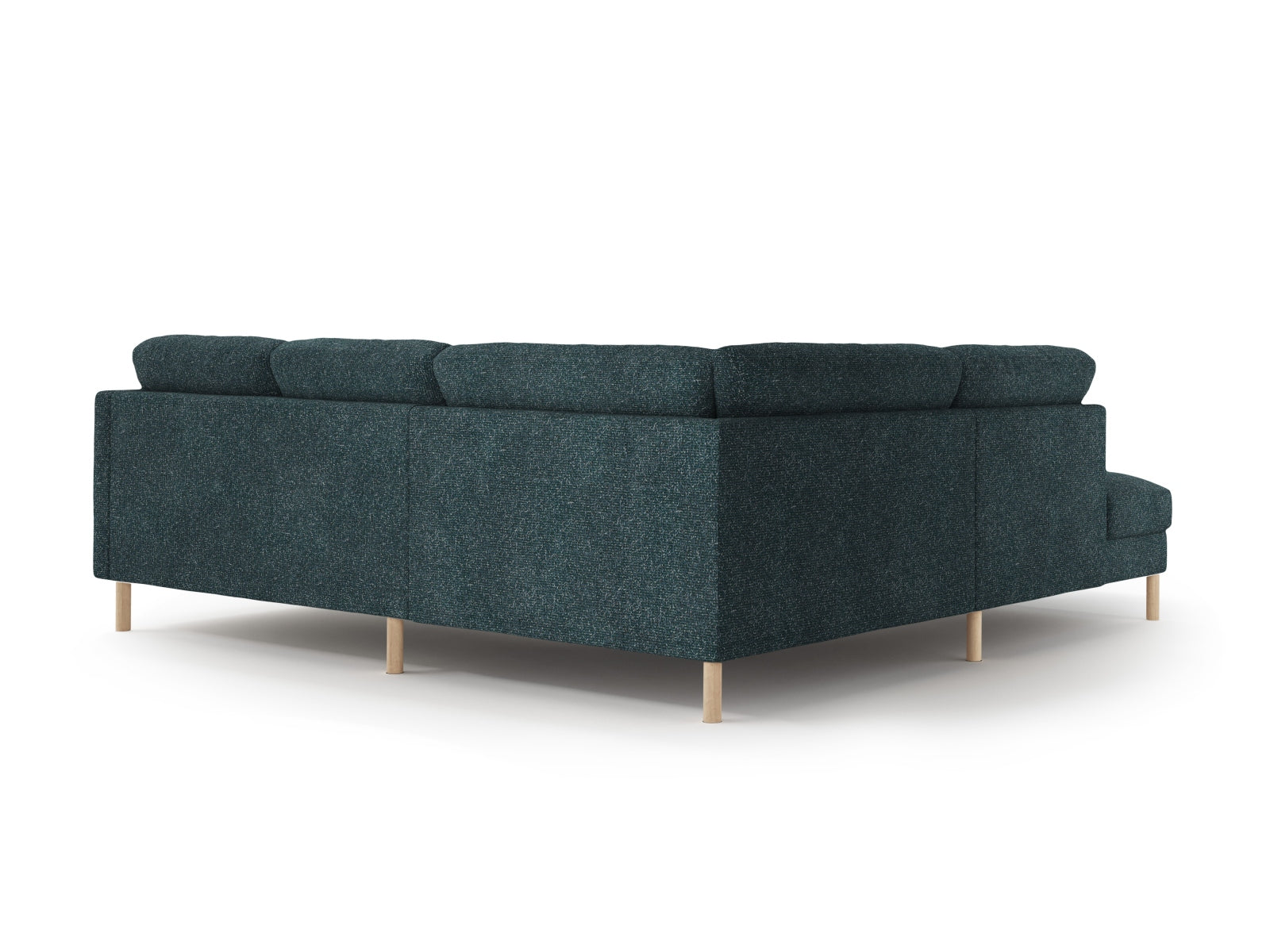 Modernes Eden Ecksofa links für 4 Personen in trendigem Green Blue Melange, ideal für gemütliche und stilvolle Wohnräume.