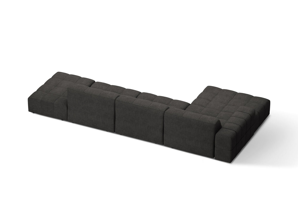 Linkes Ecksofa Jennifer von Micadoni in leichtem Beige mit Bluvel-Stoffbezug, L-Form und schwarzen Kunststoffbeinen aus Polypropylen