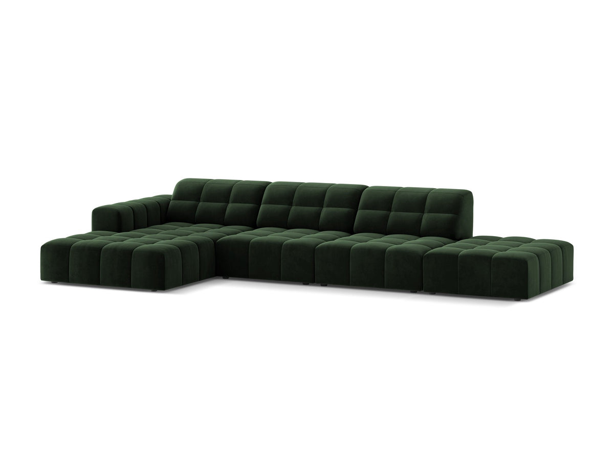 Linkes Ecksofa Jennifer von Micadoni in leichtem Beige mit Bluvel-Stoffbezug, L-Form und schwarzen Kunststoffbeinen aus Polypropylen