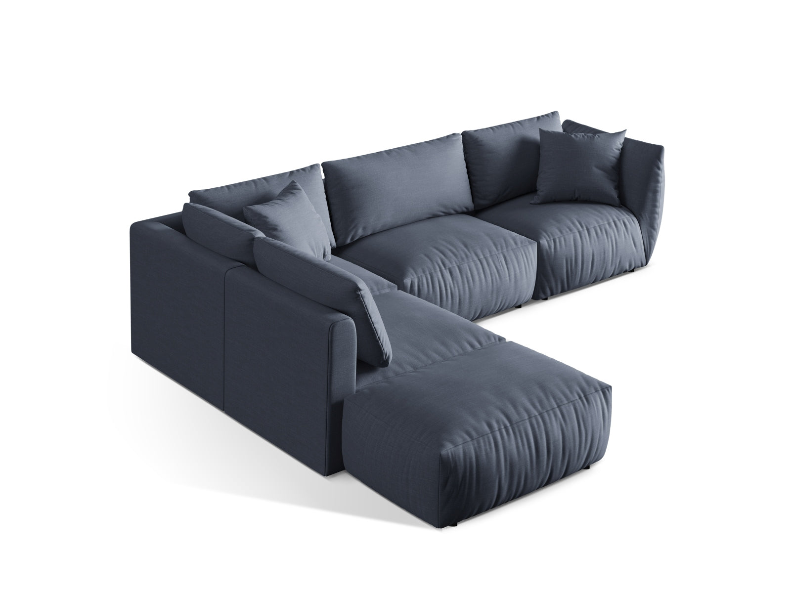 Modernes, modulares 4-Sitzer Ecksofa in sanftem Mintgrün, ideal für einladende Wohnräume und entspannte Stunden mit Freunden.