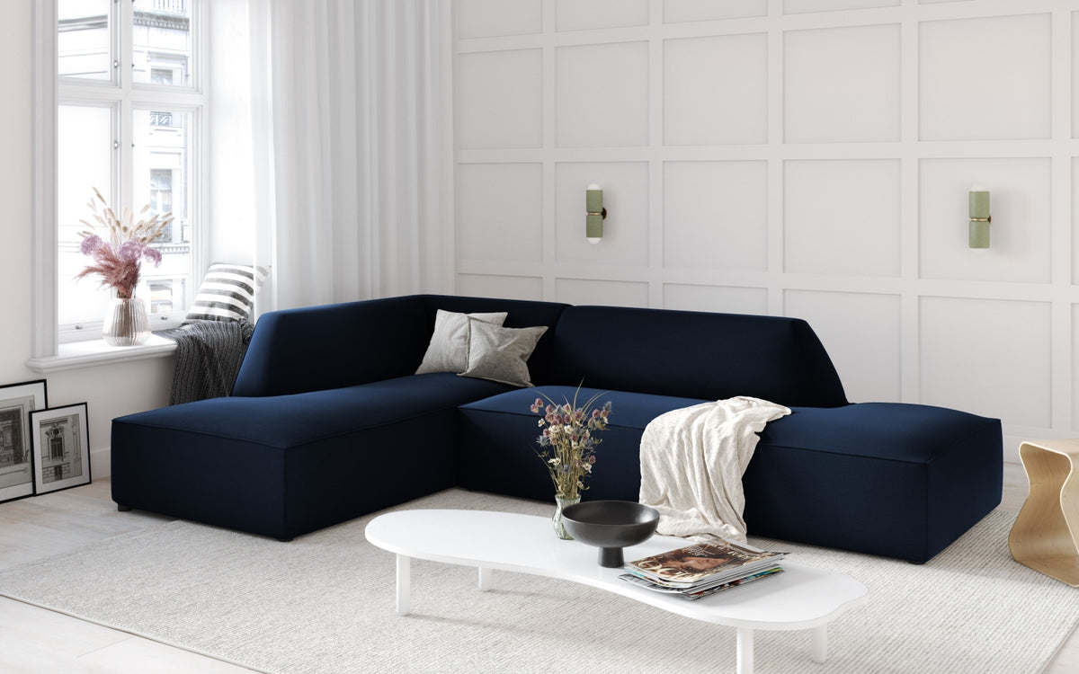 Ruby Velour modulares Ecksofa Open end links 4 Sitzer in Royal Blue-Salvador präsentiert im Onlineshop von KAQTU Design AG. Ecksofa links ist von Micadoni